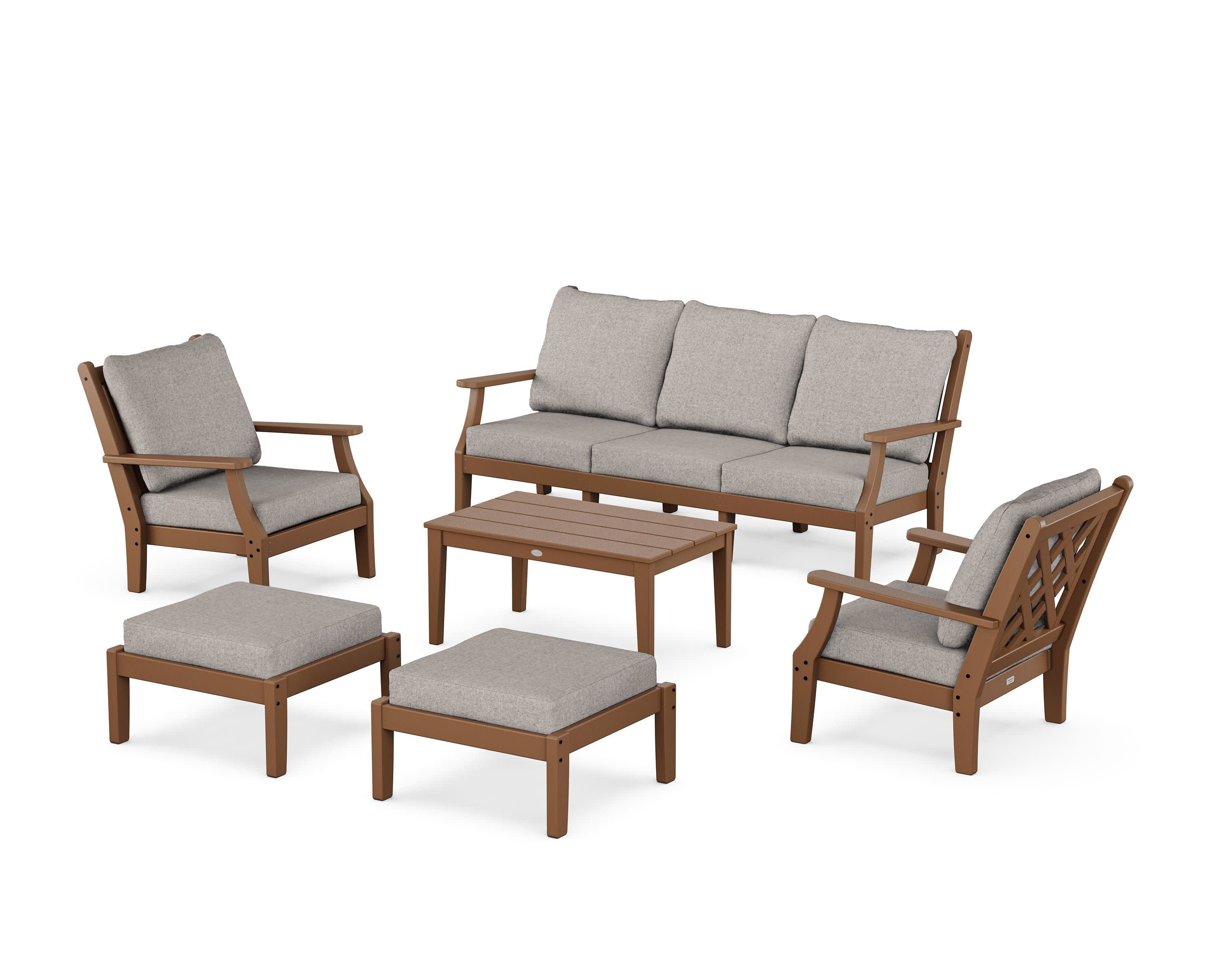 Wovendale 6-Piece Lounge Sofa Set in Teak / Weathered Tweed