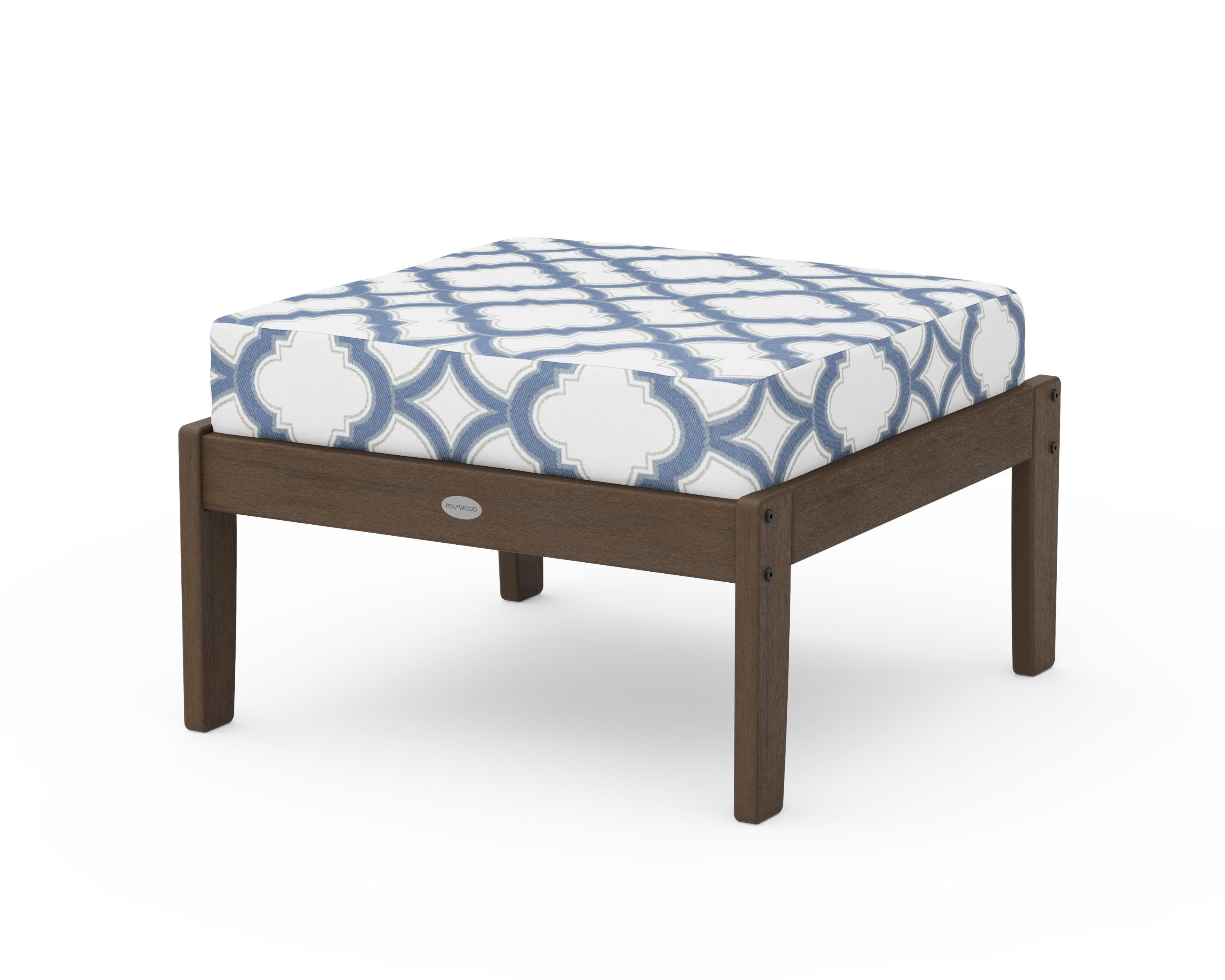 Braxton Deep Seating Ottoman in Kona / Trellis Sky Blue