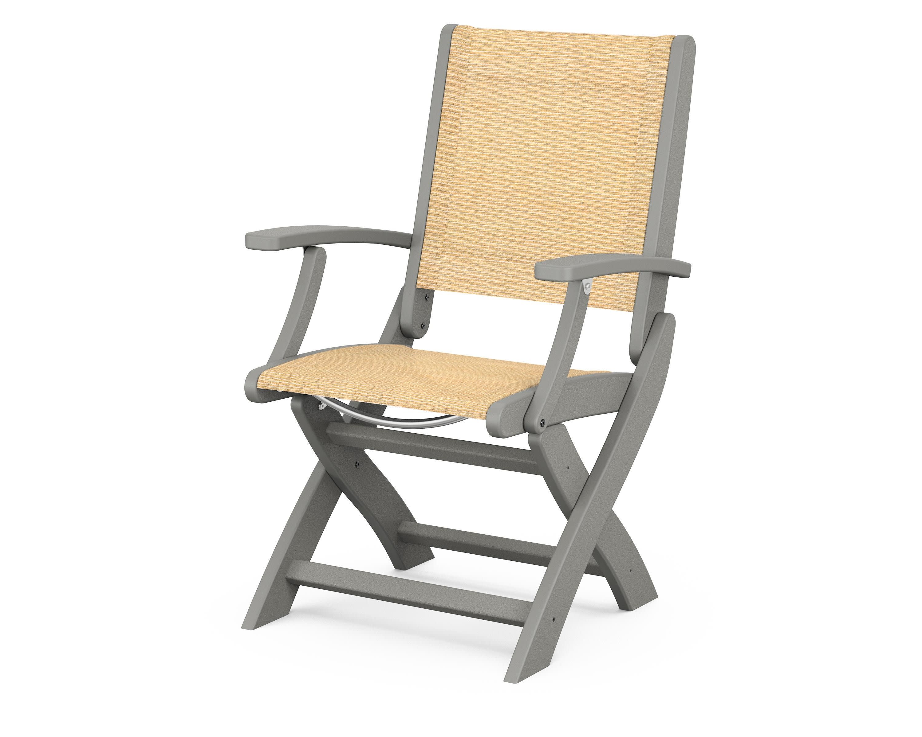 Coastal Folding Chair in Slate Grey / Dupioni Apricot Sling