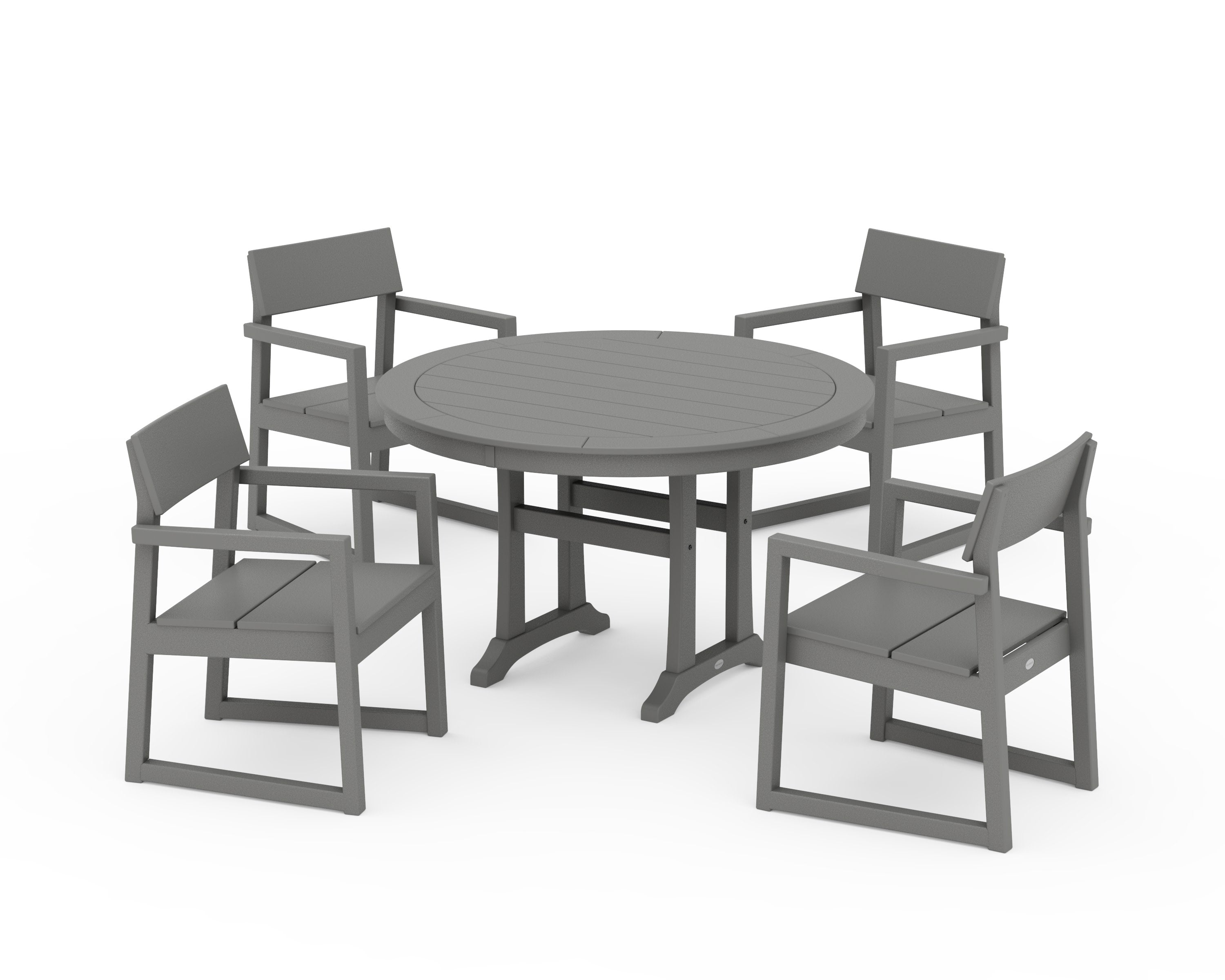 EDGE 5-Piece Round Dining Set with Trestle Legs in Slate Grey