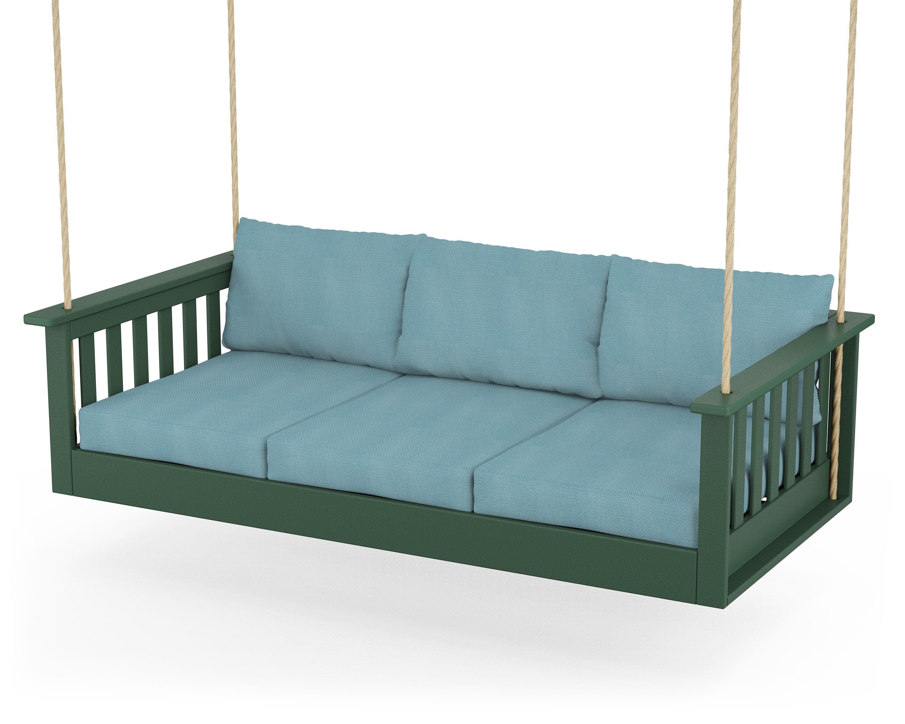 Vineyard Daybed Swing in Green / Lattice Sky Blue