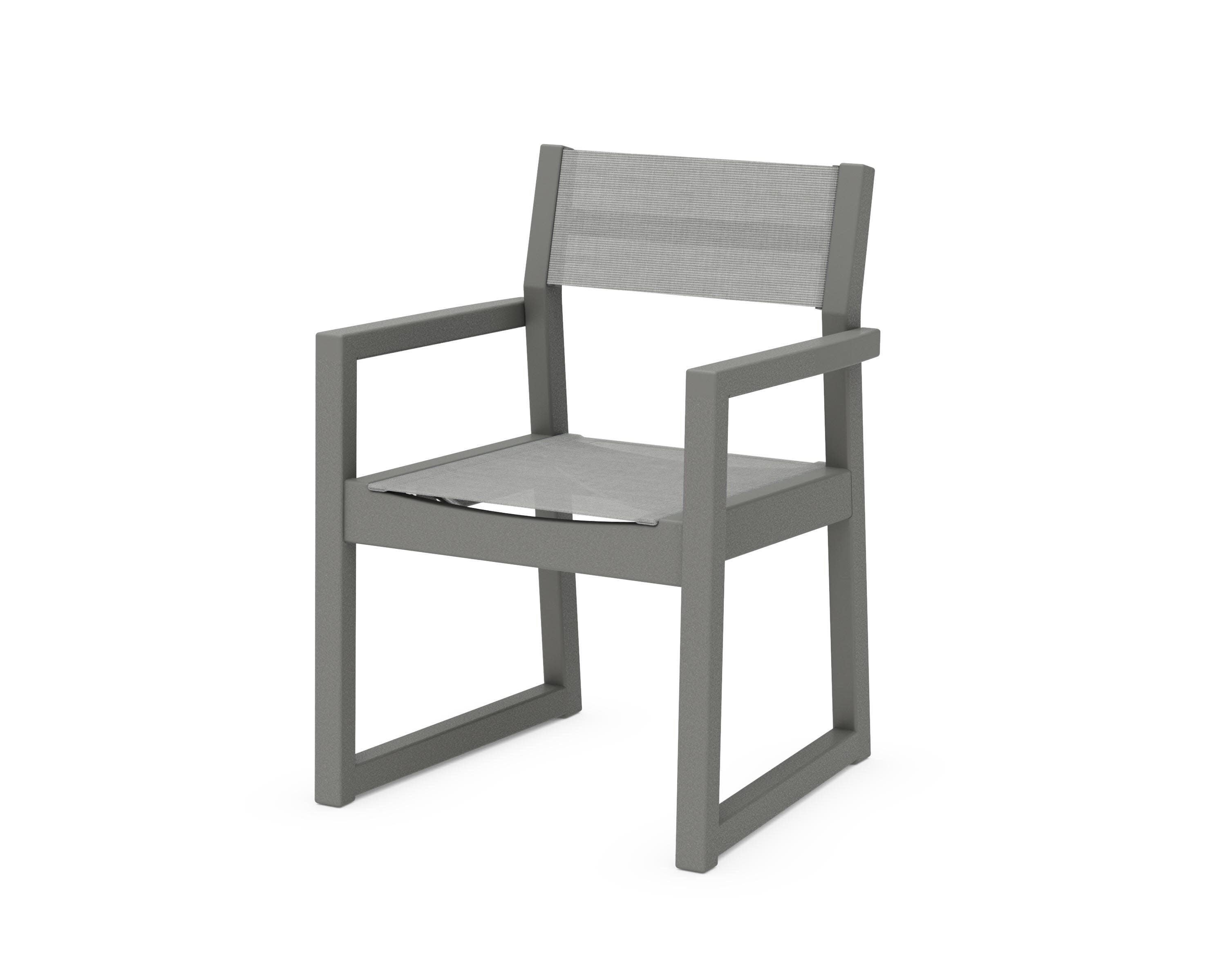 EDGE Sling Dining Arm Chair in Slate Grey / Metallic Sling