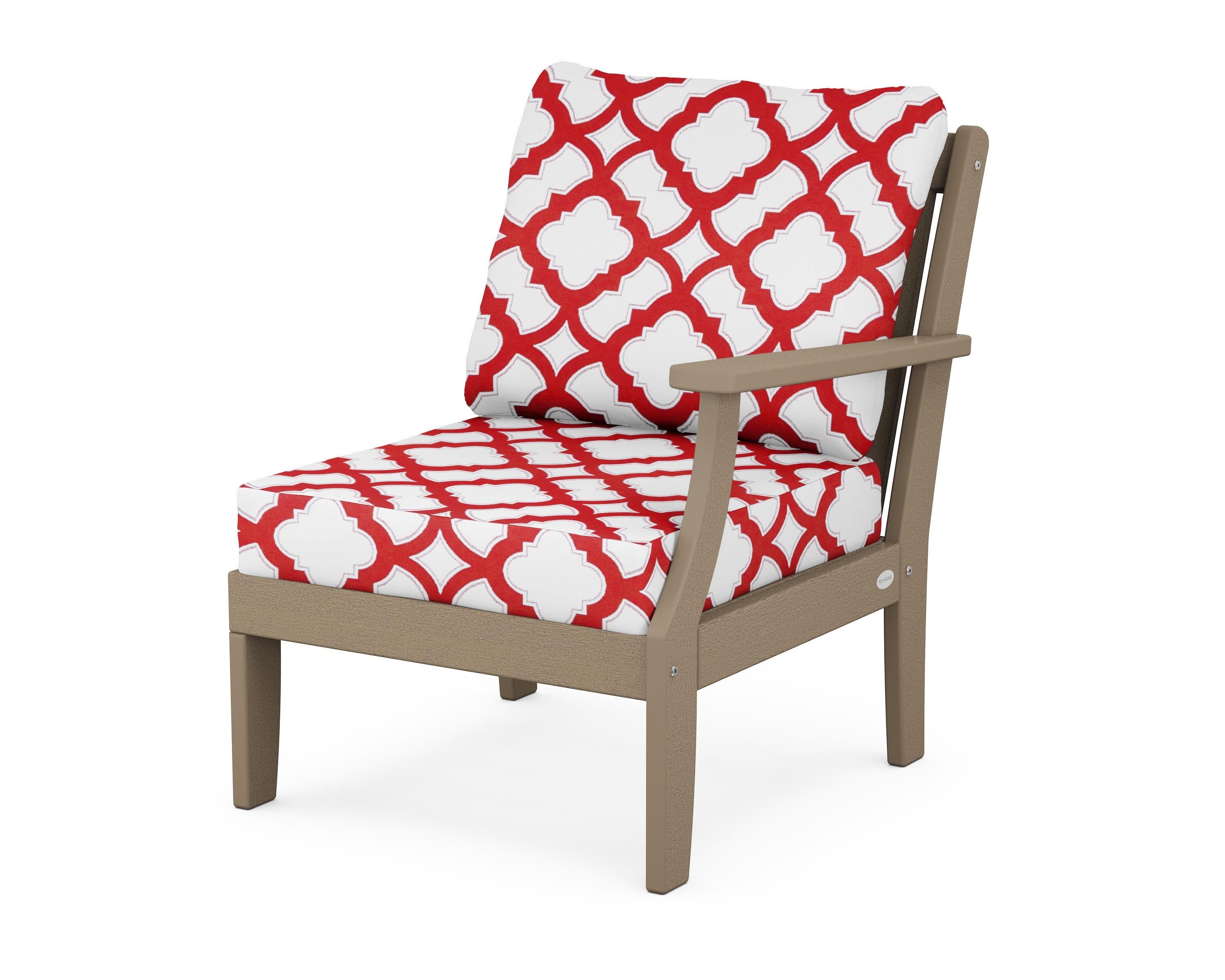 Braxton Modular Right Arm Chair in Vintage Sahara / Trellis Crimson
