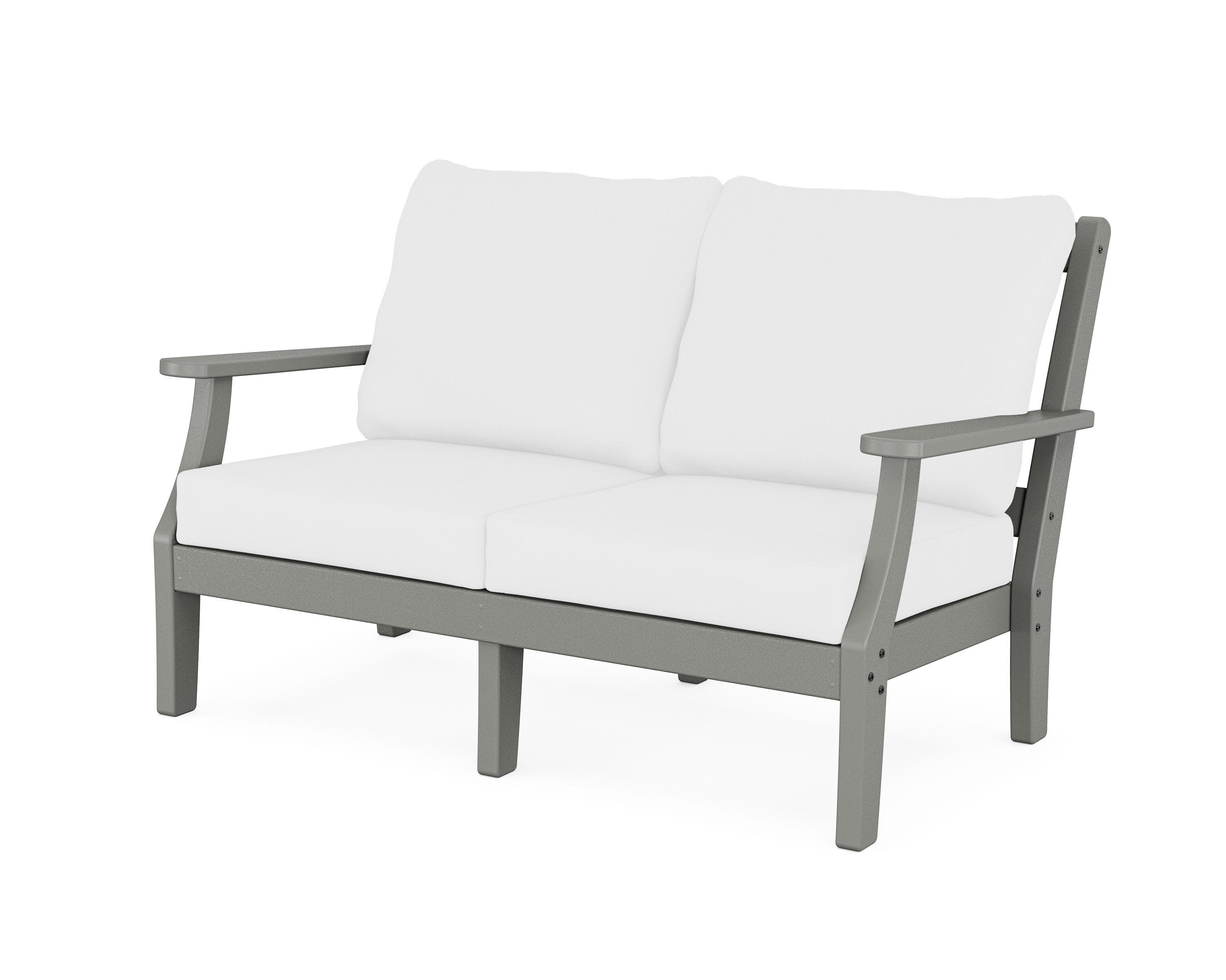 Chinoiserie Deep Seating Loveseat in Slate Grey / Natural