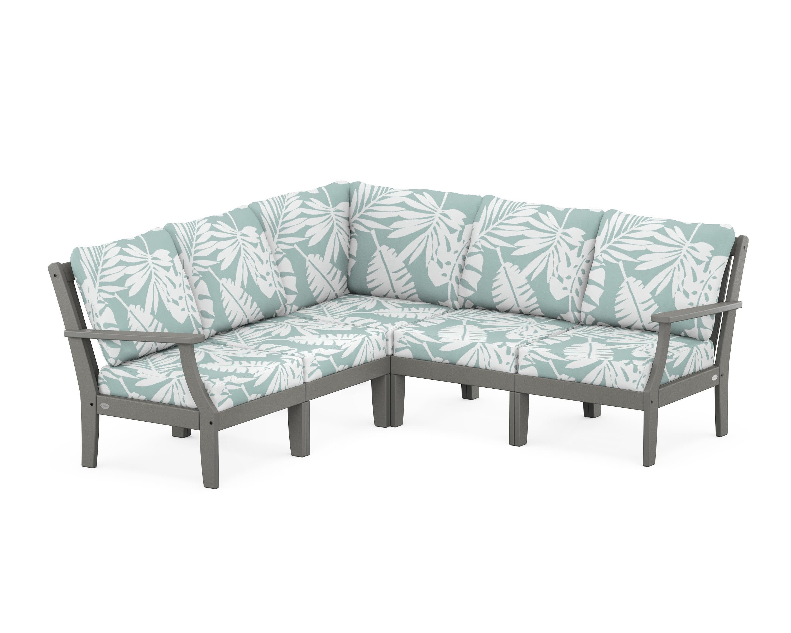 Braxton Modular 5-Piece Deep Seating Set in Slate Grey / Leaf Glacier Spa