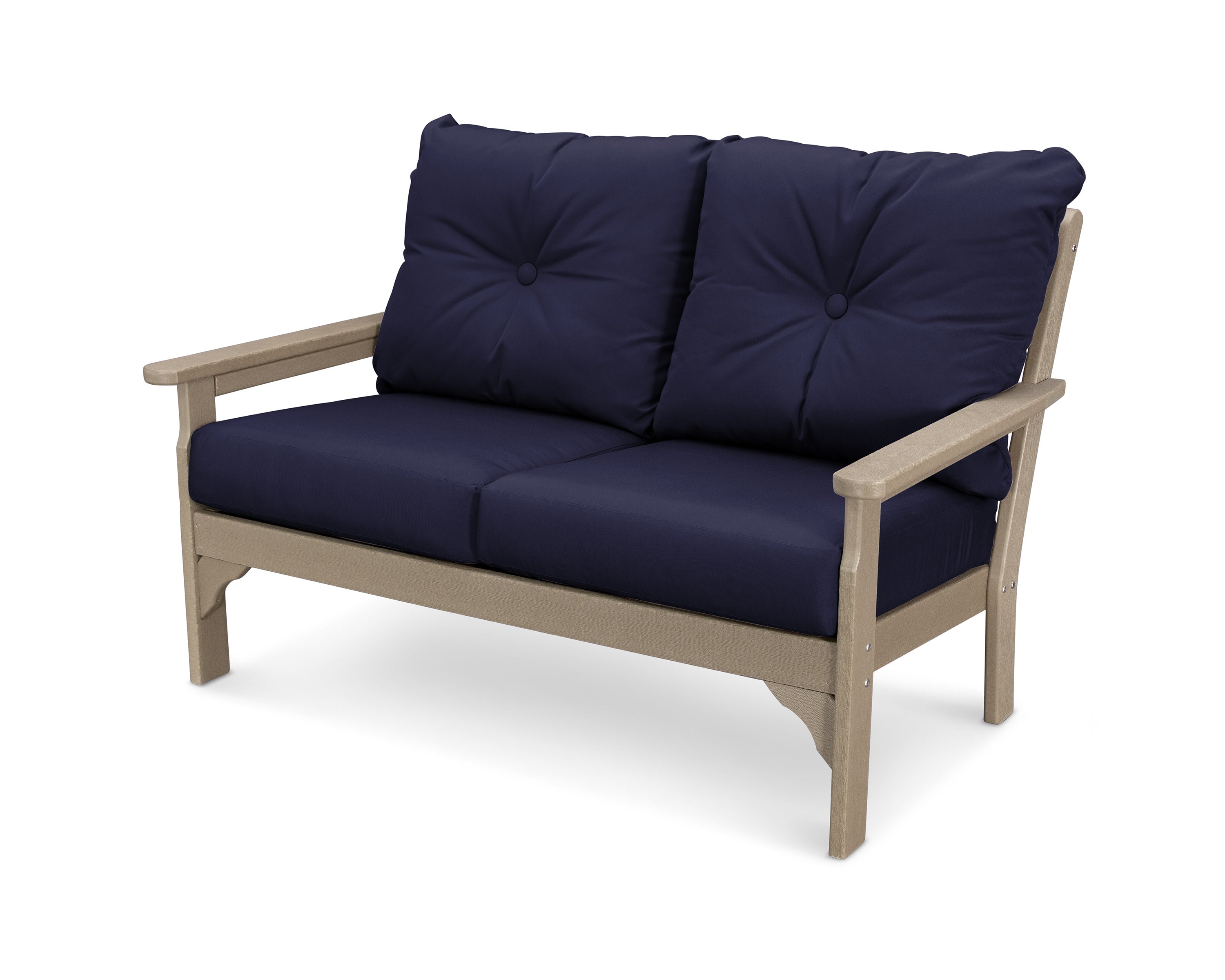 Vineyard Deep Seating Loveseat in Vintage Sahara / Navy