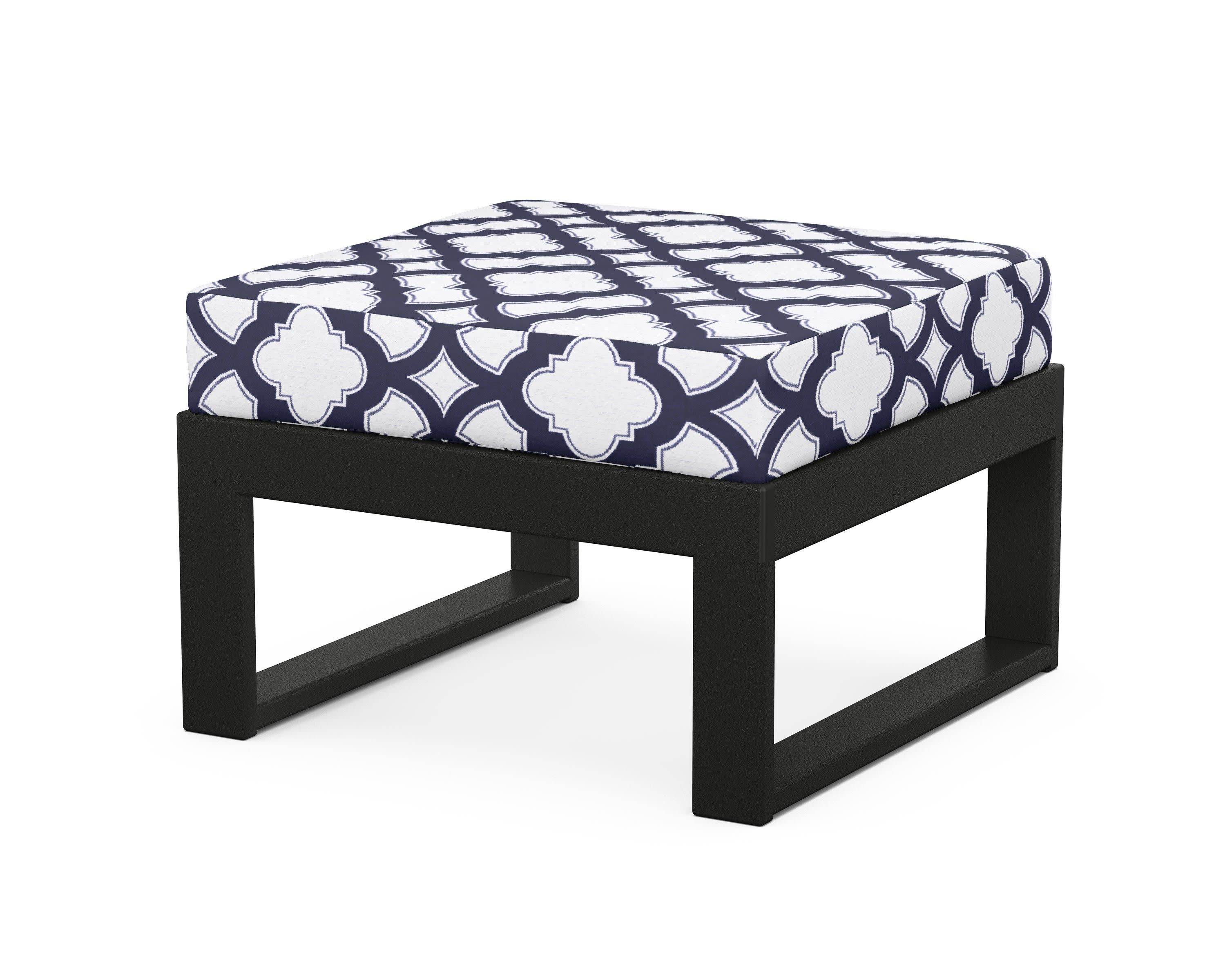 Modular Ottoman - Modern in Black / Trellis Navy