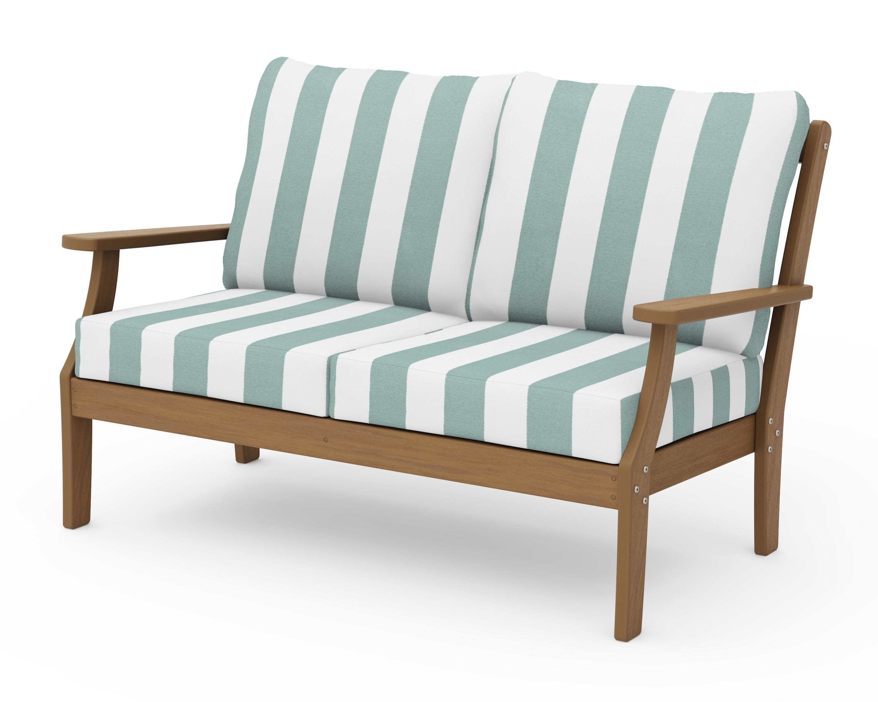Braxton Deep Seating Loveseat in Natural / Cabana Stripe Glacier Spa