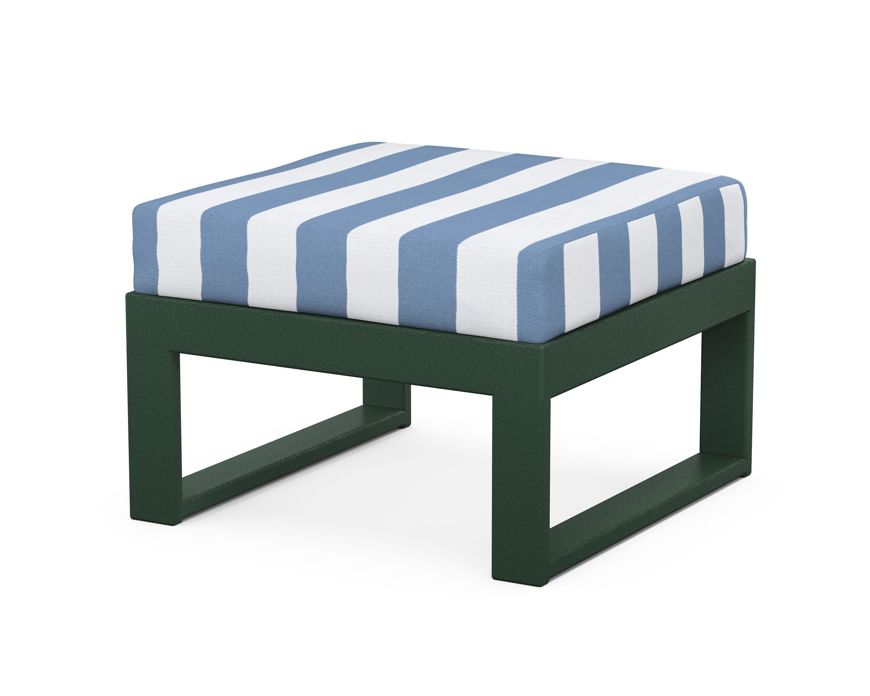 Modular Ottoman - Modern in Green / Cabana Stripe Sky Blue