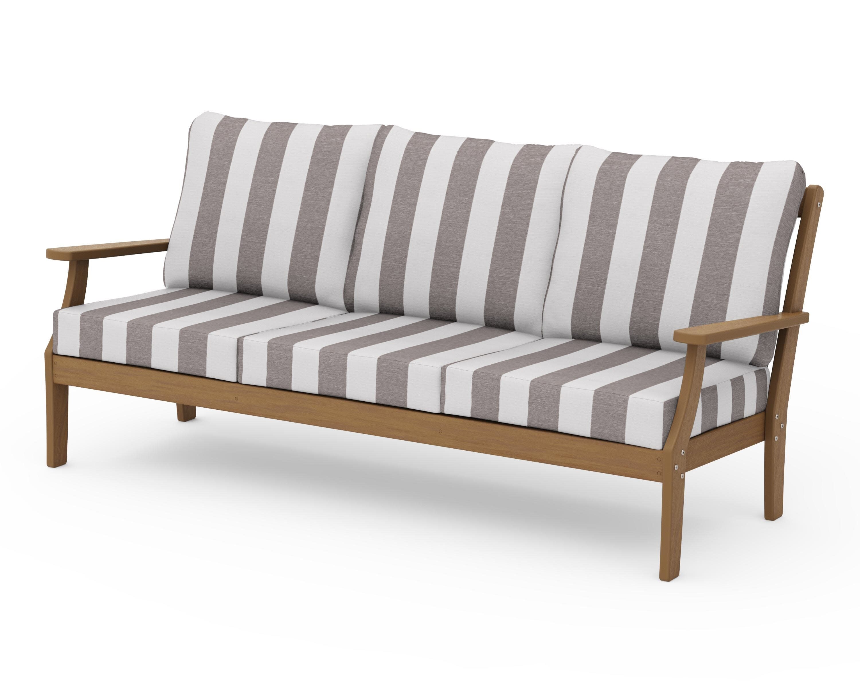 Braxton Deep Seating Sofa in Natural / Cabana Stripe Grey Mist