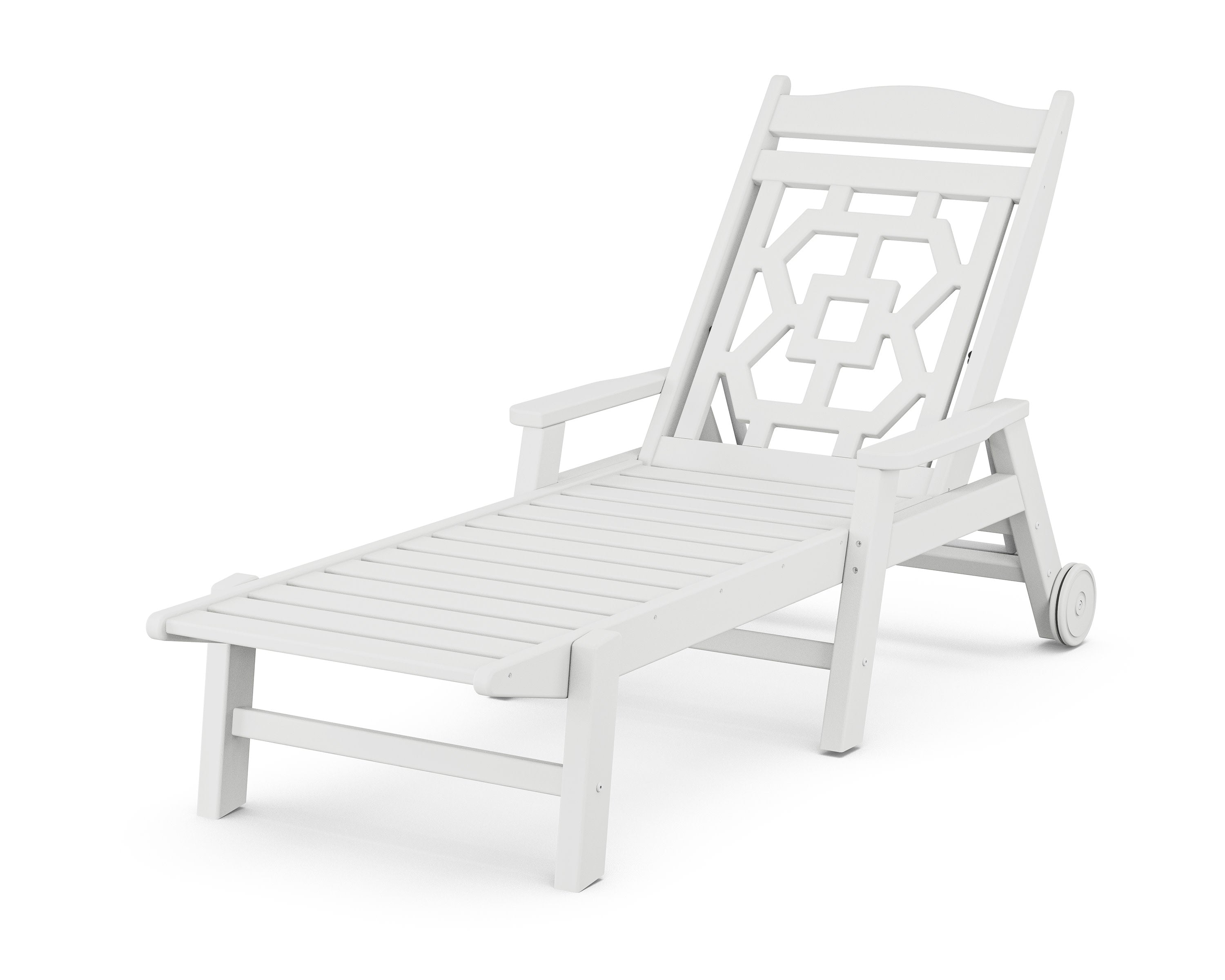 Chinoiserie Chaise Lounge in White