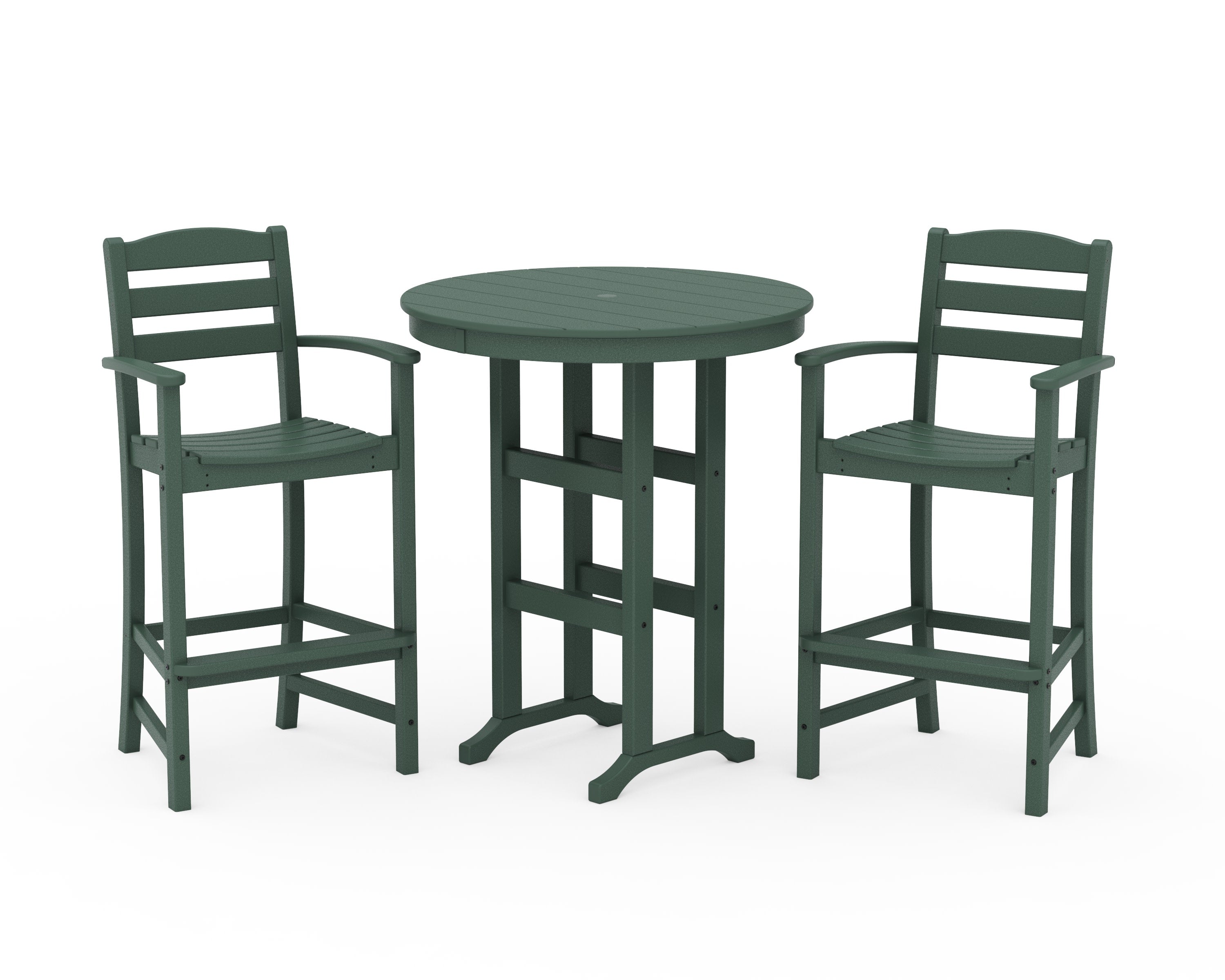 La Casa Caf 3-Piece Round Farmhouse Bar Set in Green
