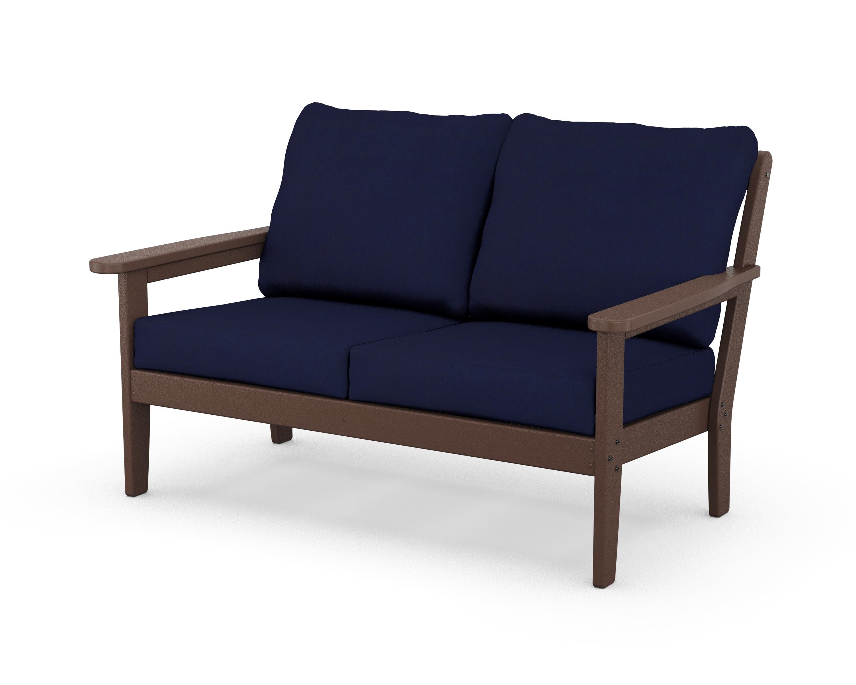 Cottage Deep Seating Loveseat in Mahogany / Navy