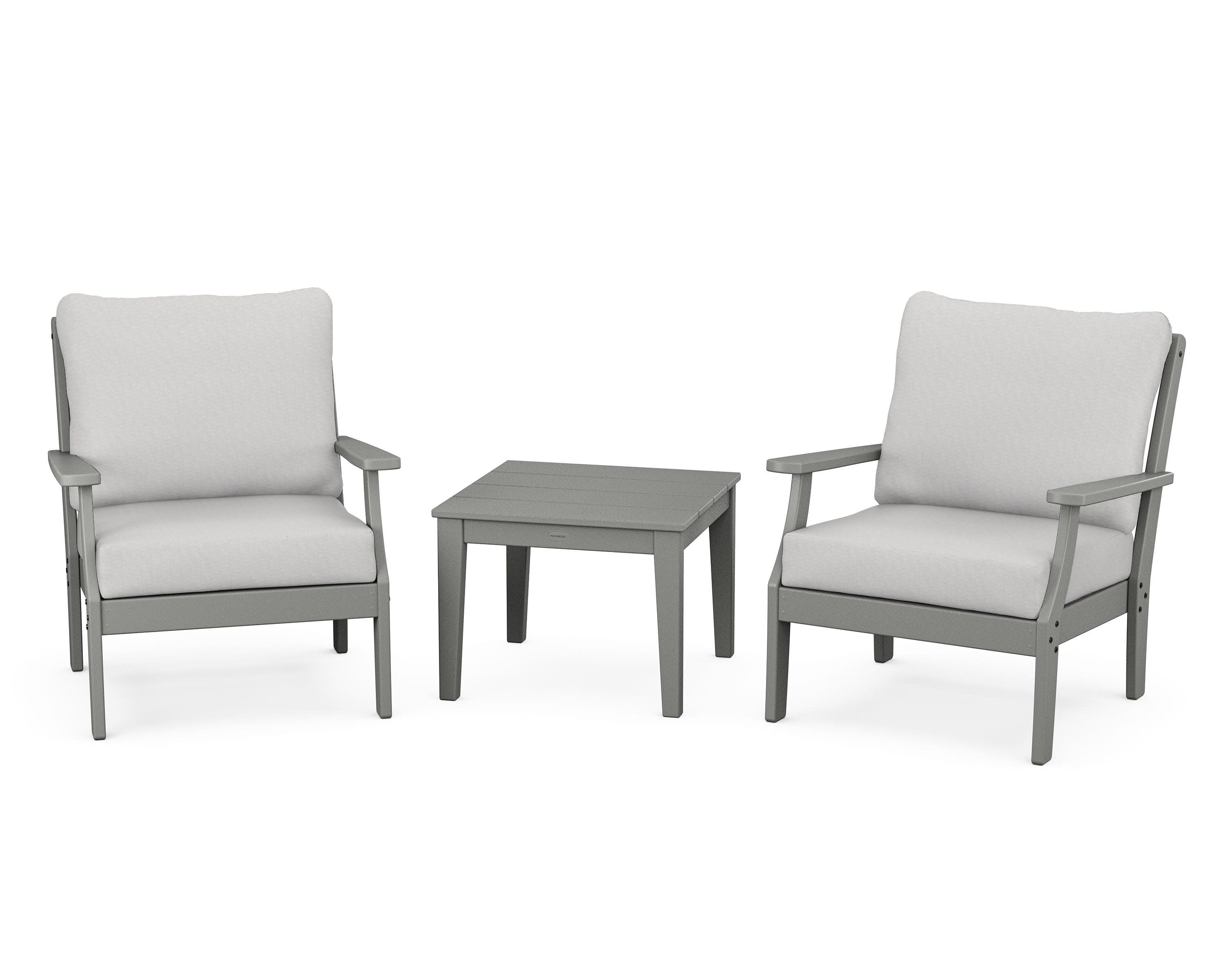 Braxton 3-Piece Deep Seating Set in Slate Grey / Diamond in the Rough