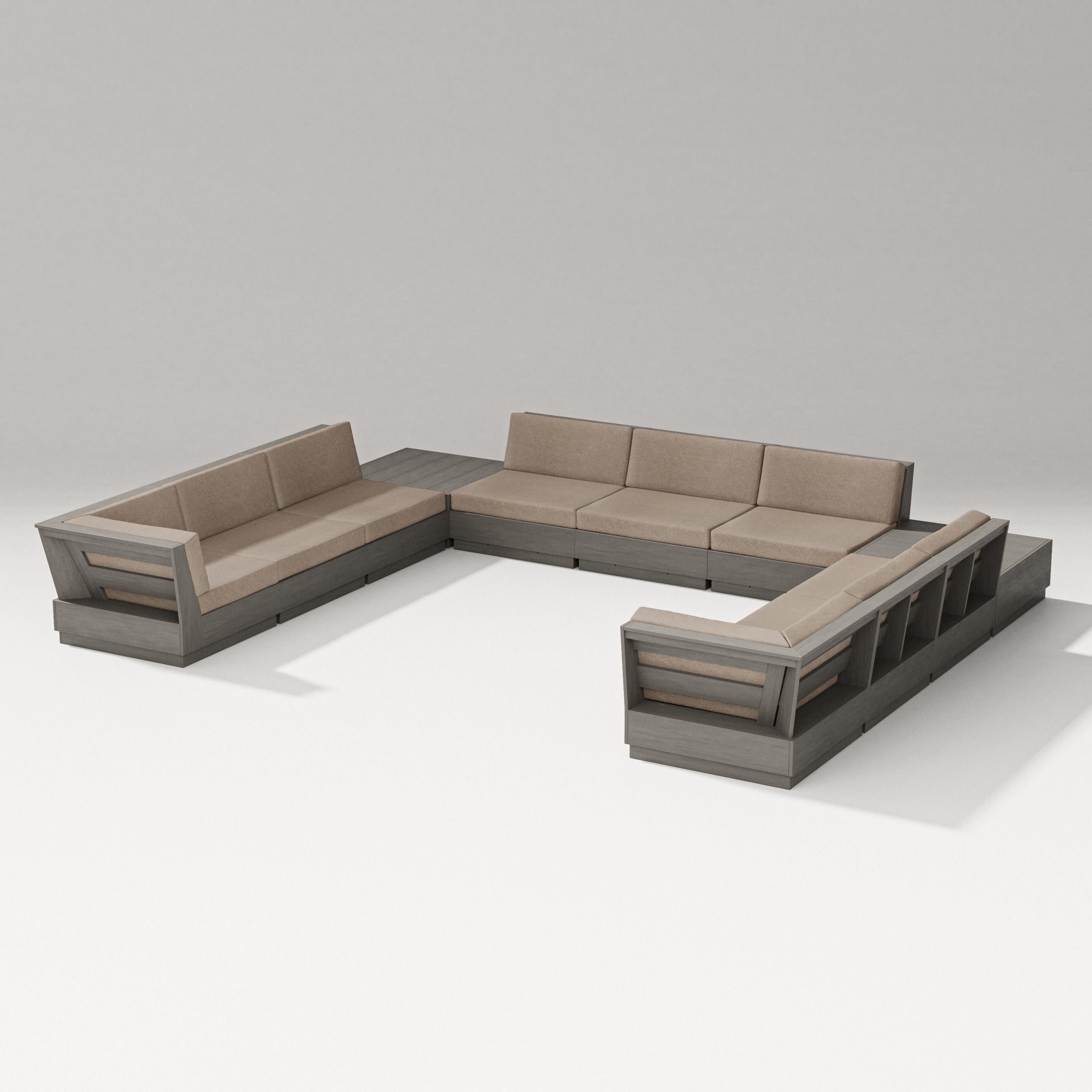 Elevate 11-Piece U-Shaped Sofa Sectional in Driftwood / Spiced Burlap