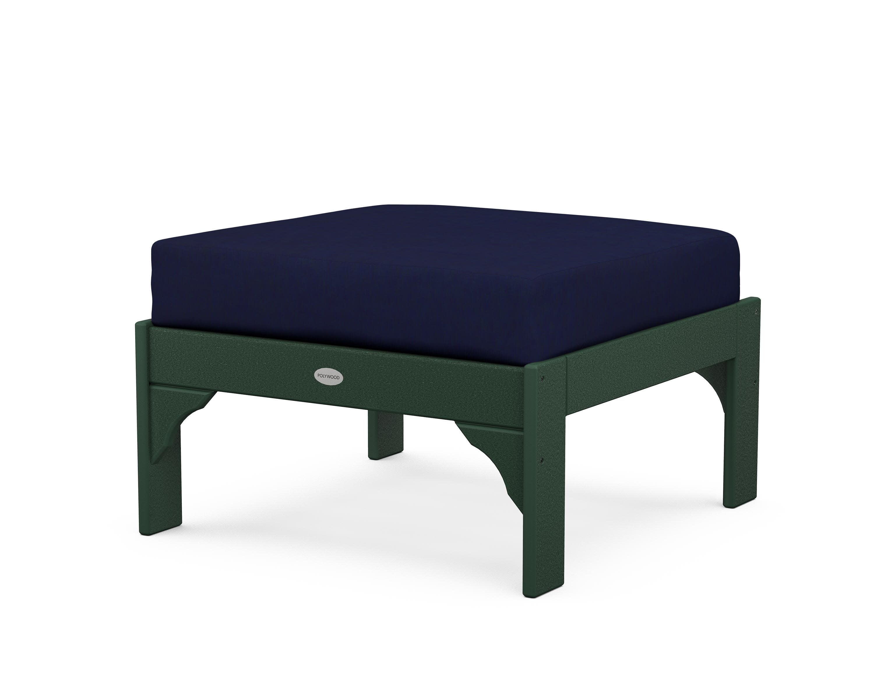 Vineyard Deep Seating Ottoman in Green / Navy