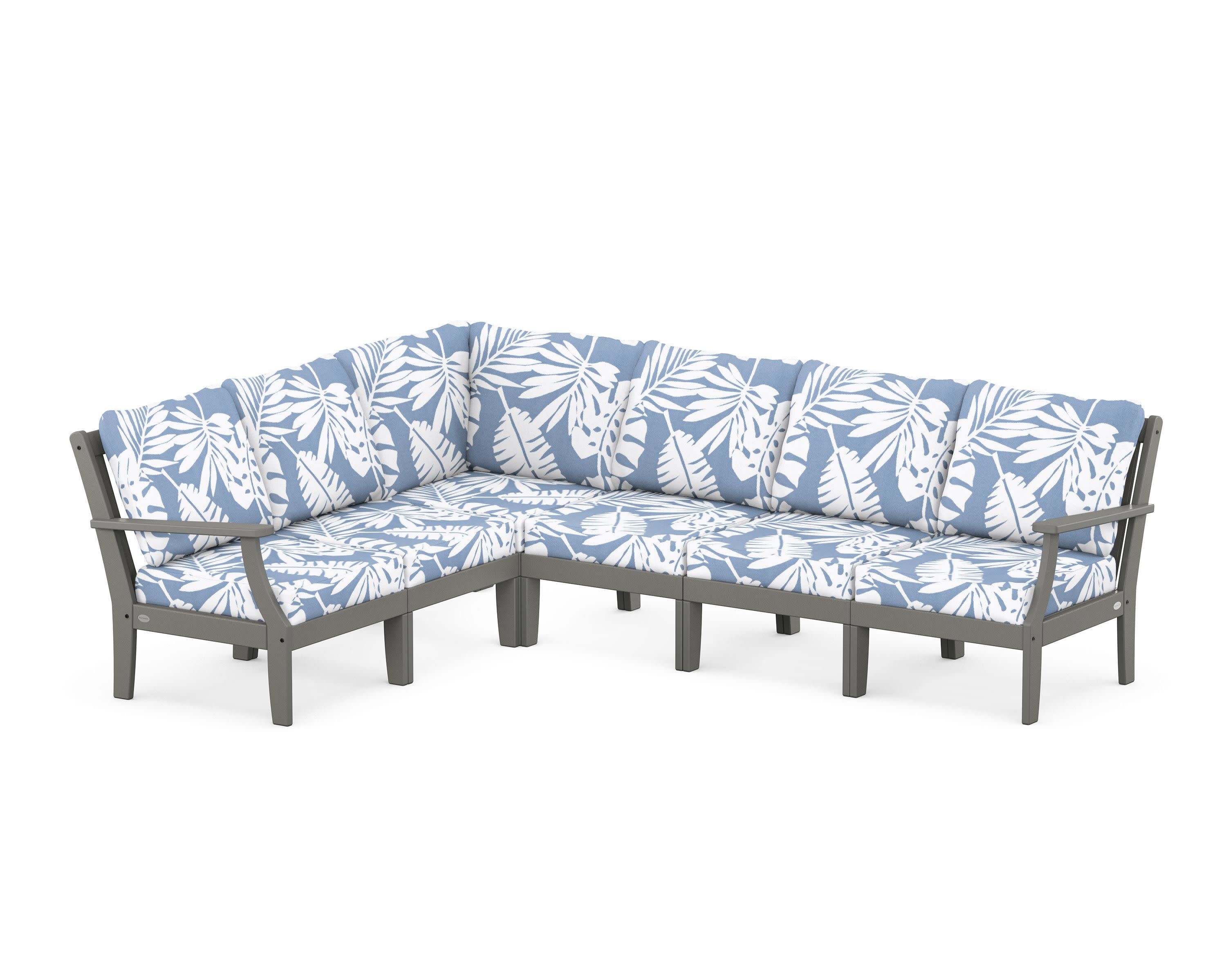 Braxton Modular 6-Piece Deep Seating Set in Slate Grey / Leaf Sky Blue