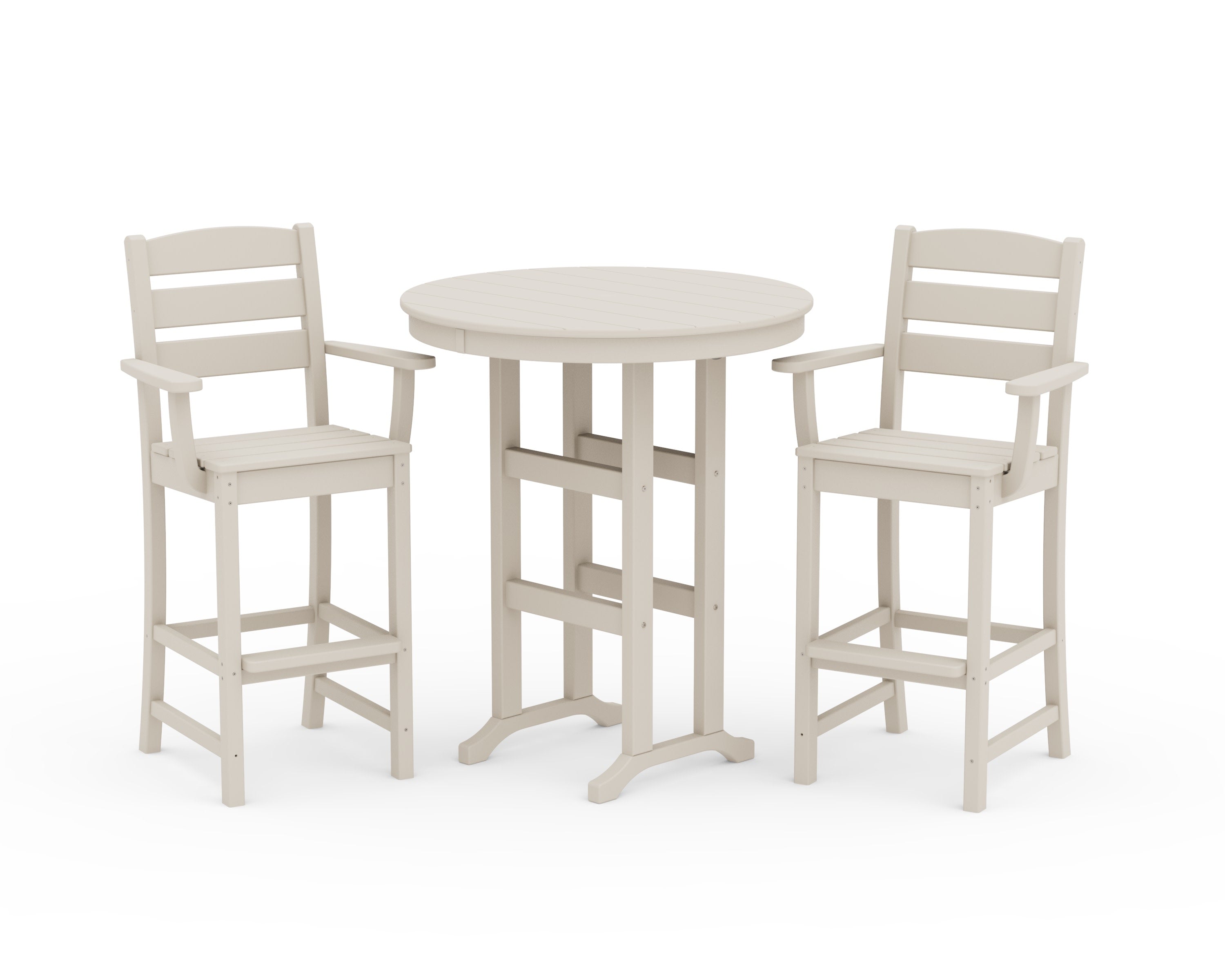 Lakeside 3-Piece Round Bar Arm Chair Set in Sand