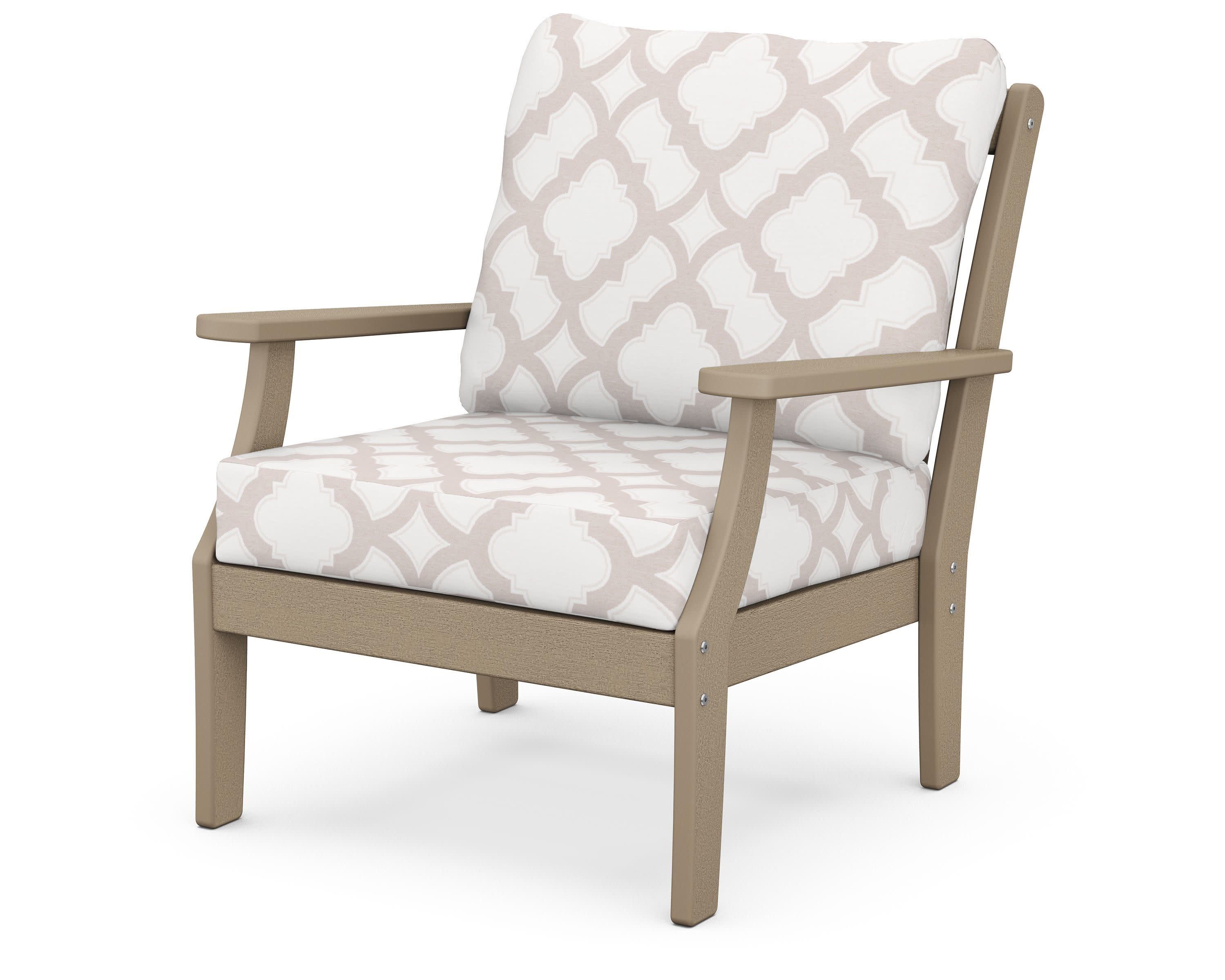 Braxton Deep Seating Chair in Vintage Sahara / Trellis Dune Burlap