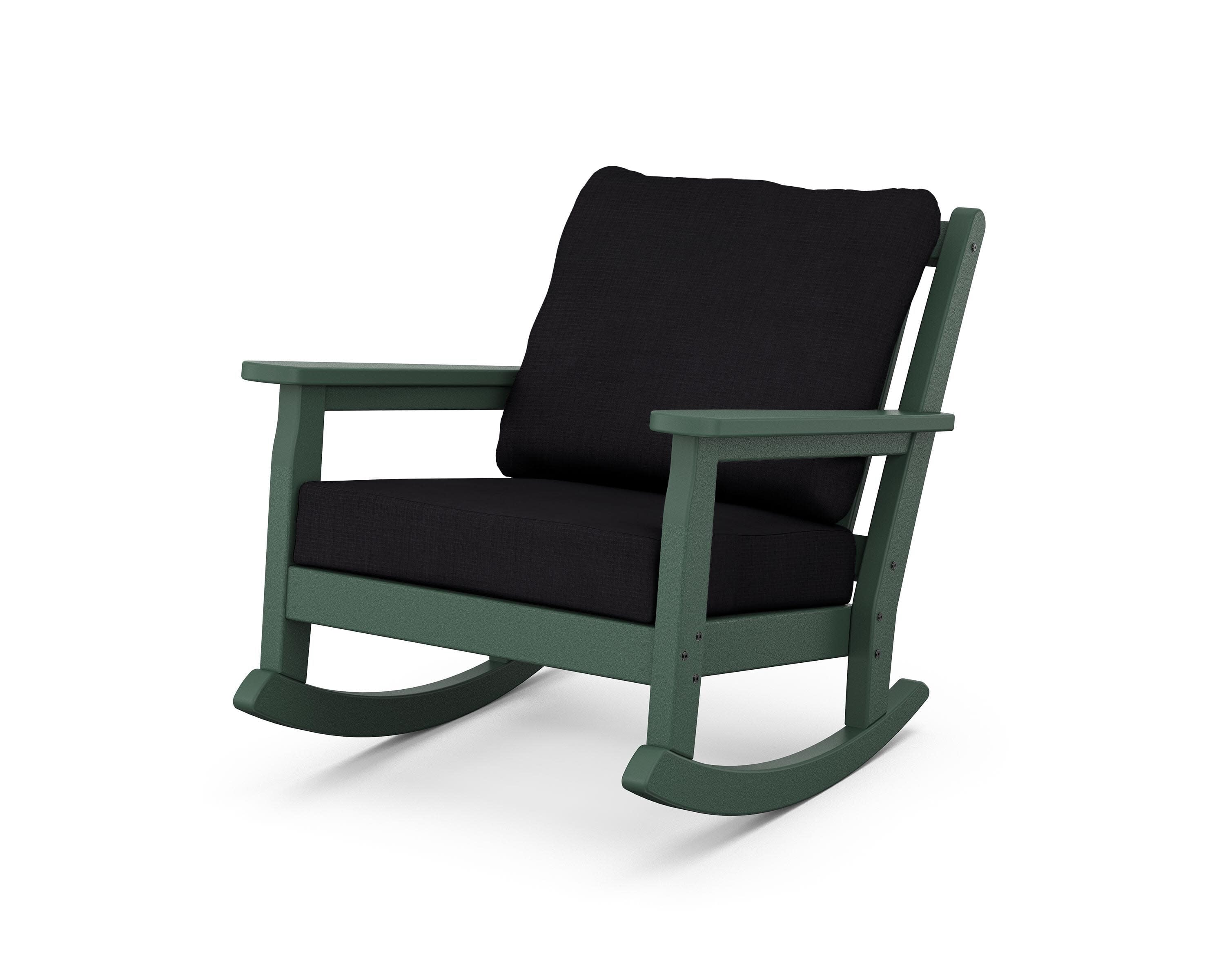 Chippendale Deep Seating Rocking Chair in Green / Midnight Linen