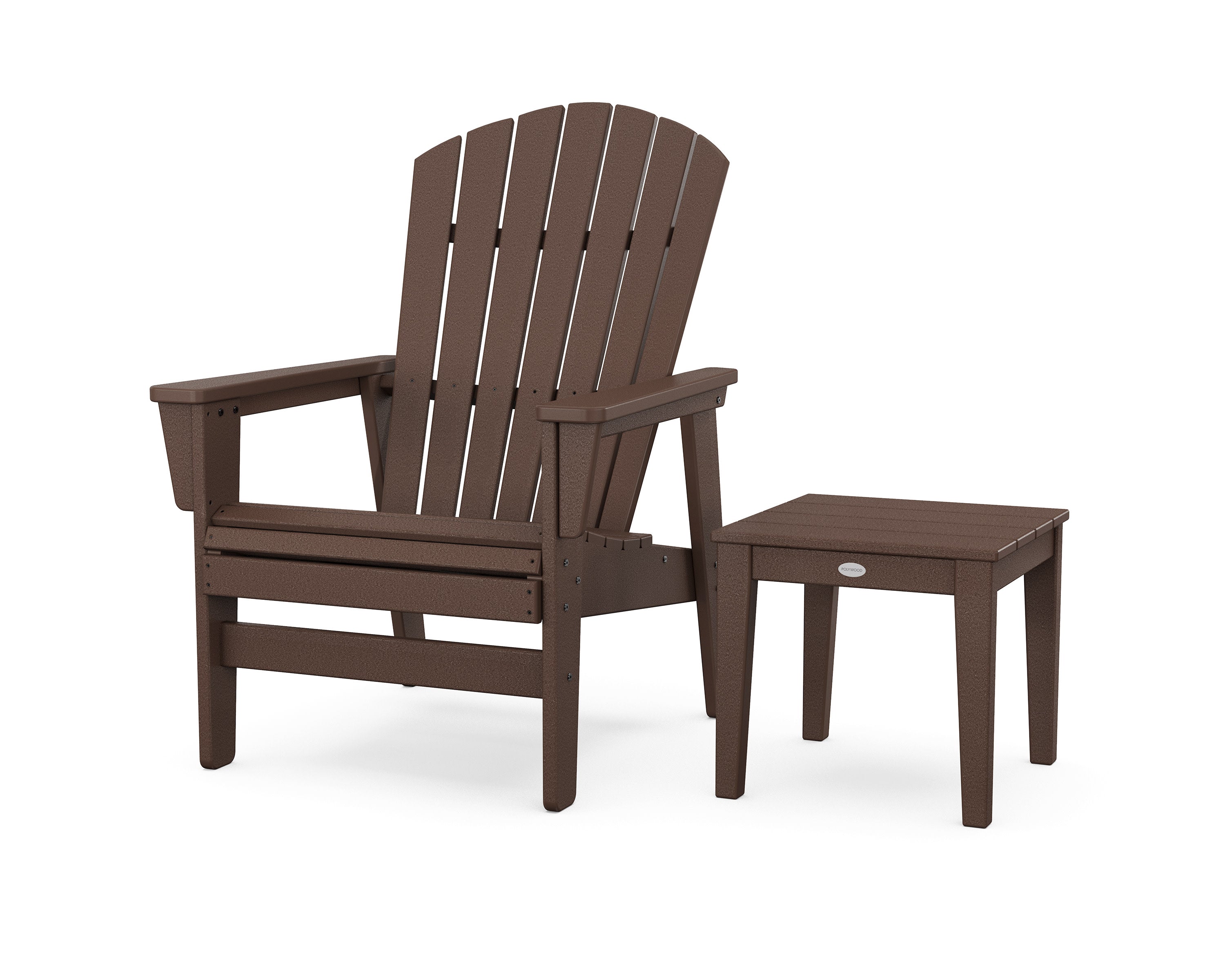 Nautical Grand Upright Adirondack Chair with Side Table in Mahogany