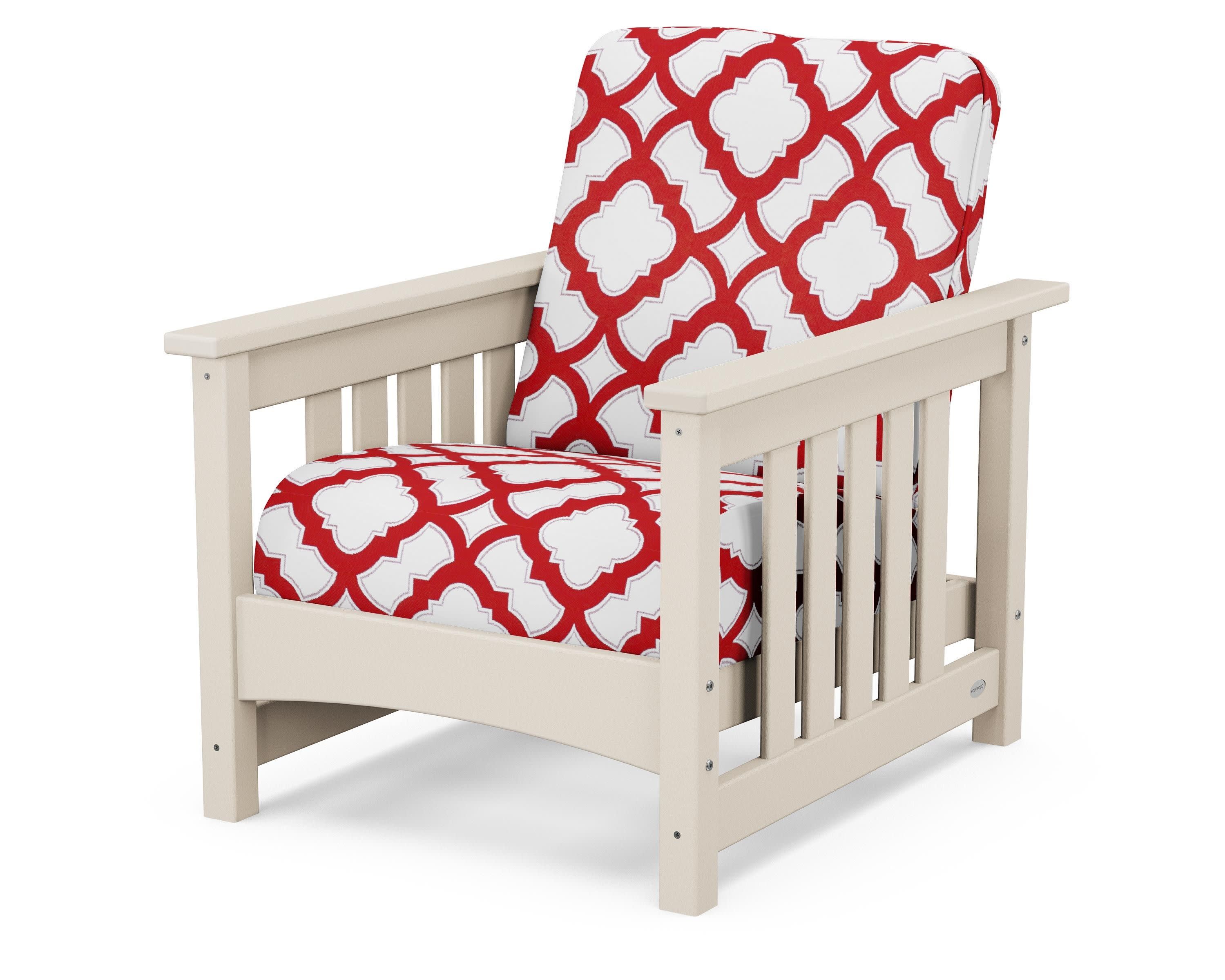 Club Mission Chair in Sand / Trellis Crimson