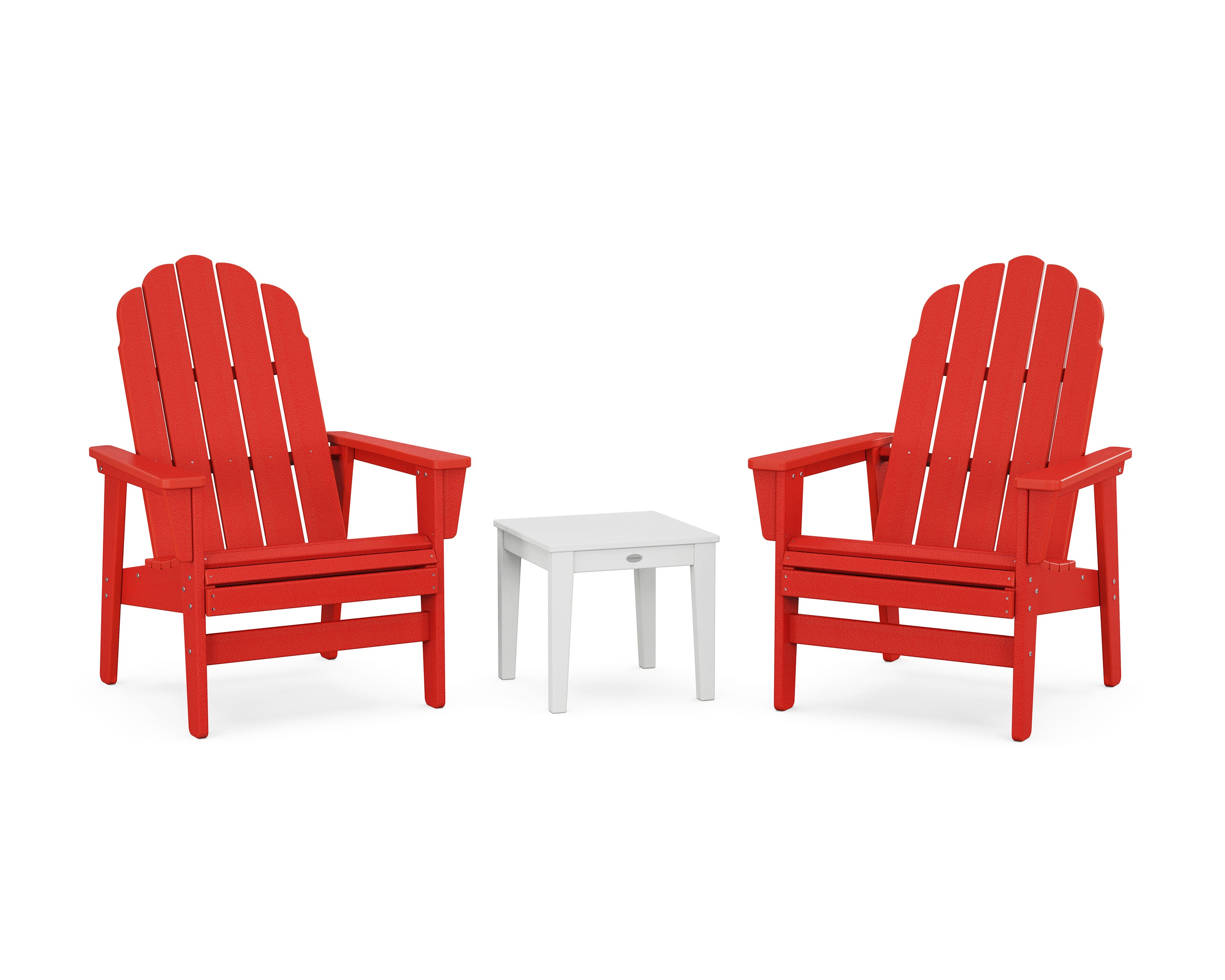 3-Piece Vineyard Grand Upright Adirondack Set in Sunset Red / White
