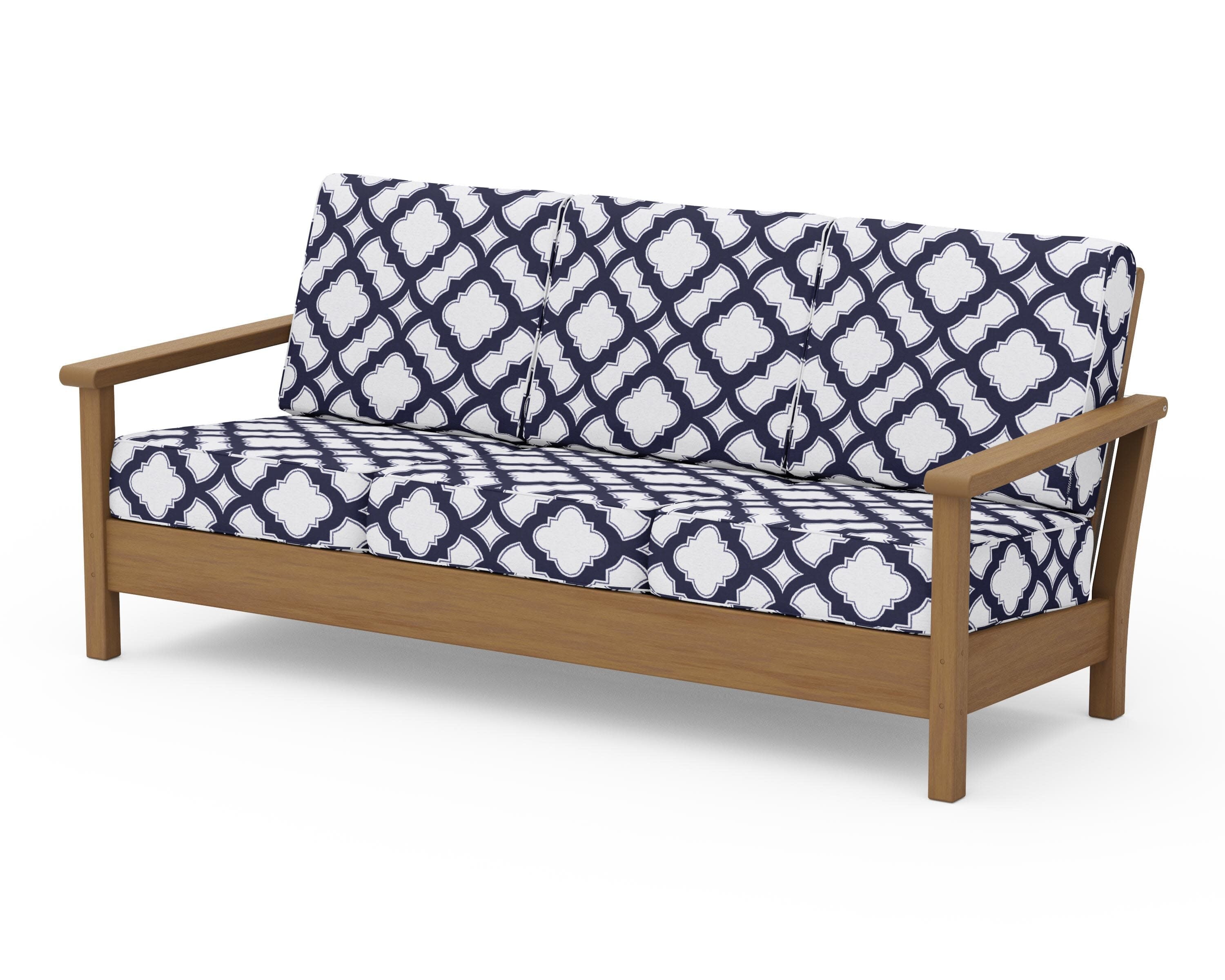 Harbour Deep Seating Sofa in Natural / Trellis Navy