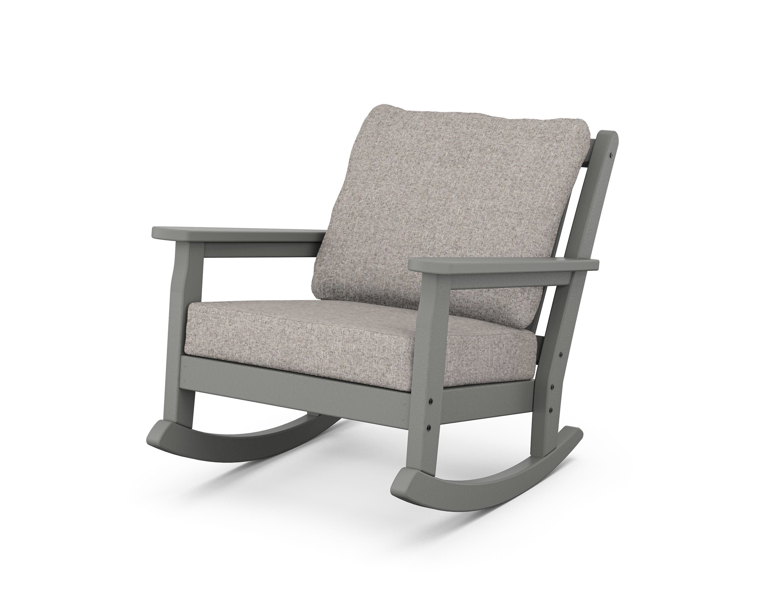 Chippendale Deep Seating Rocking Chair in Slate Grey / Weathered Tweed