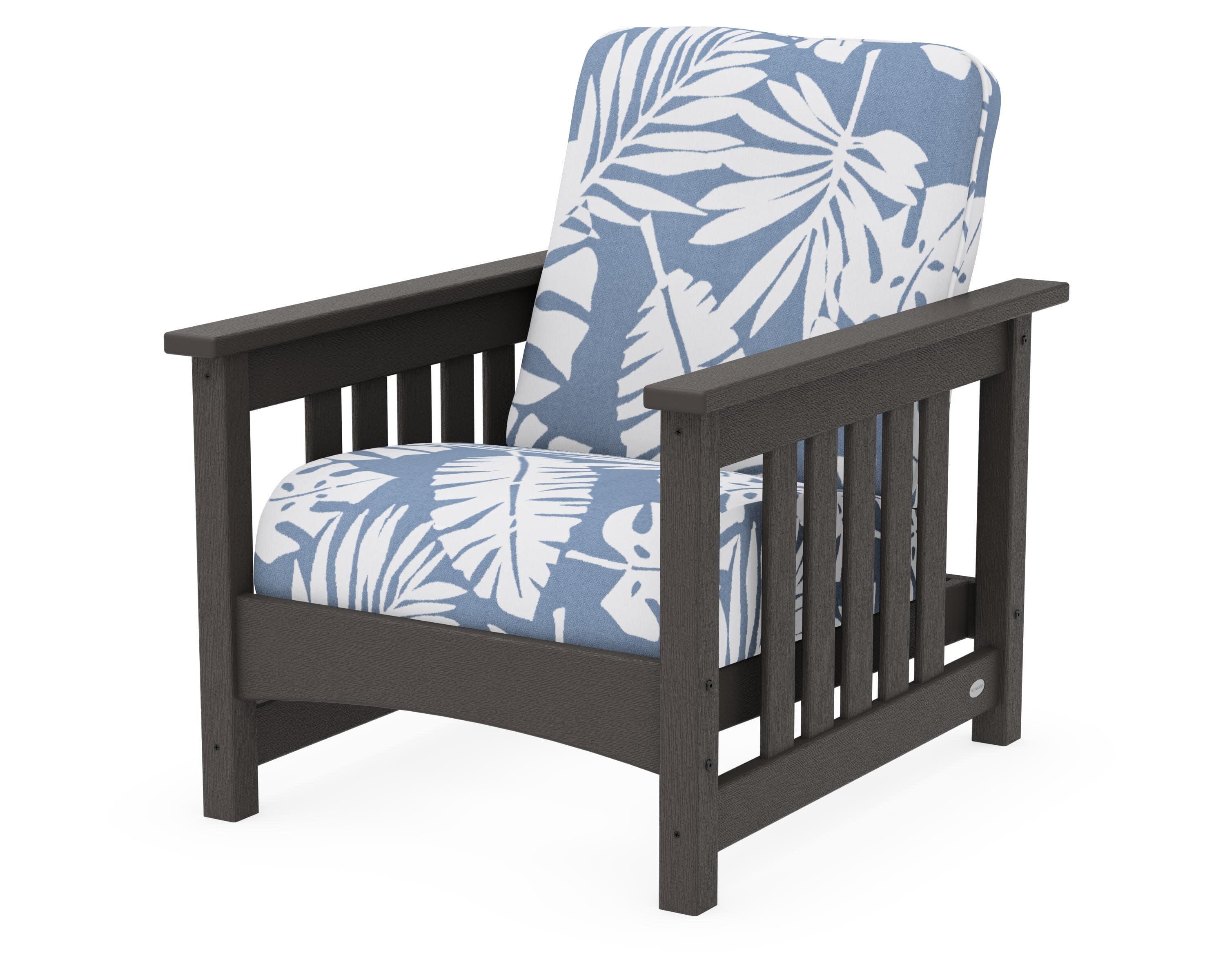 Club Mission Chair in Vintage Coffee / Leaf Sky Blue