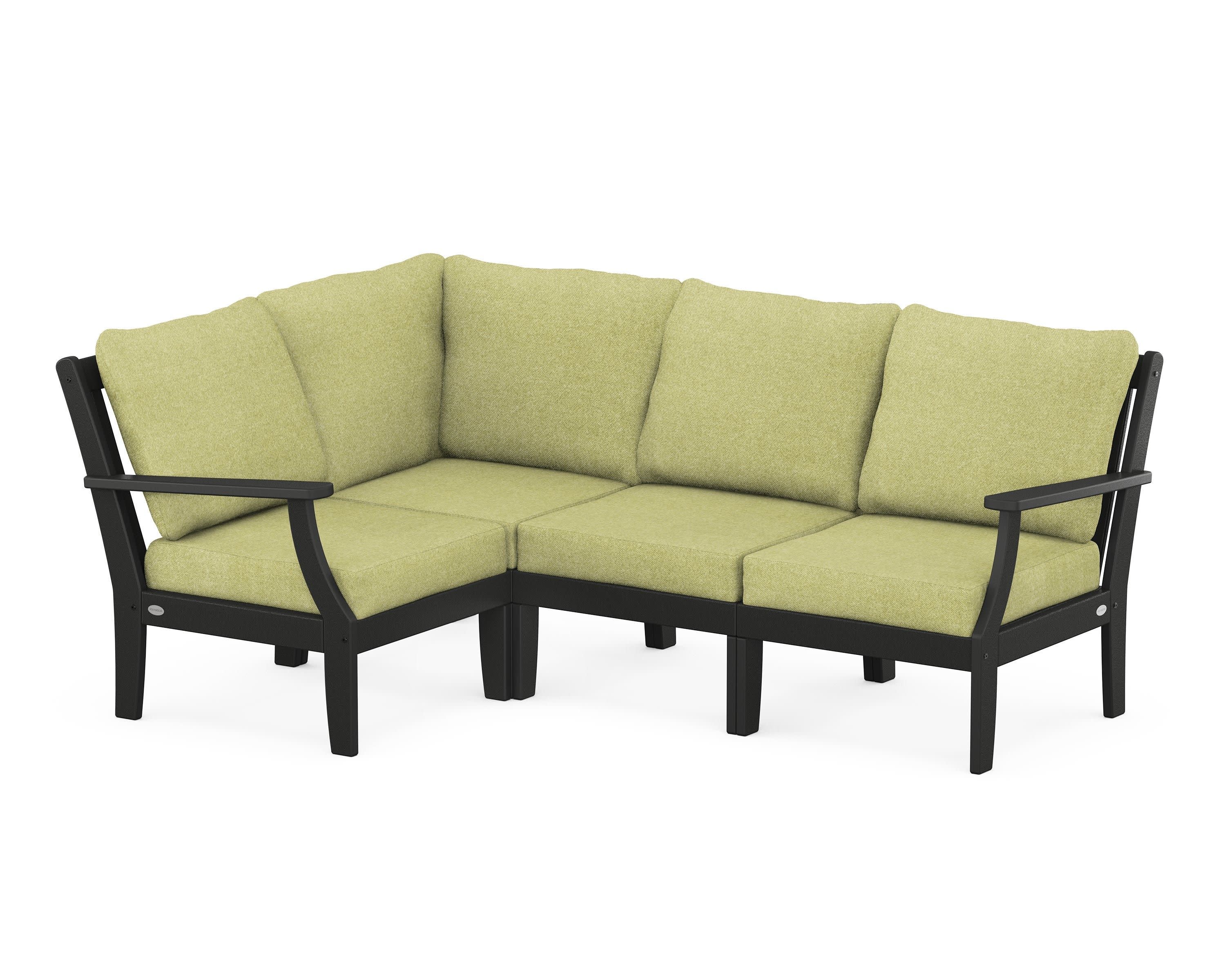 Braxton Modular 4-Piece Deep Seating Set in Black / Chartreuse Boucle