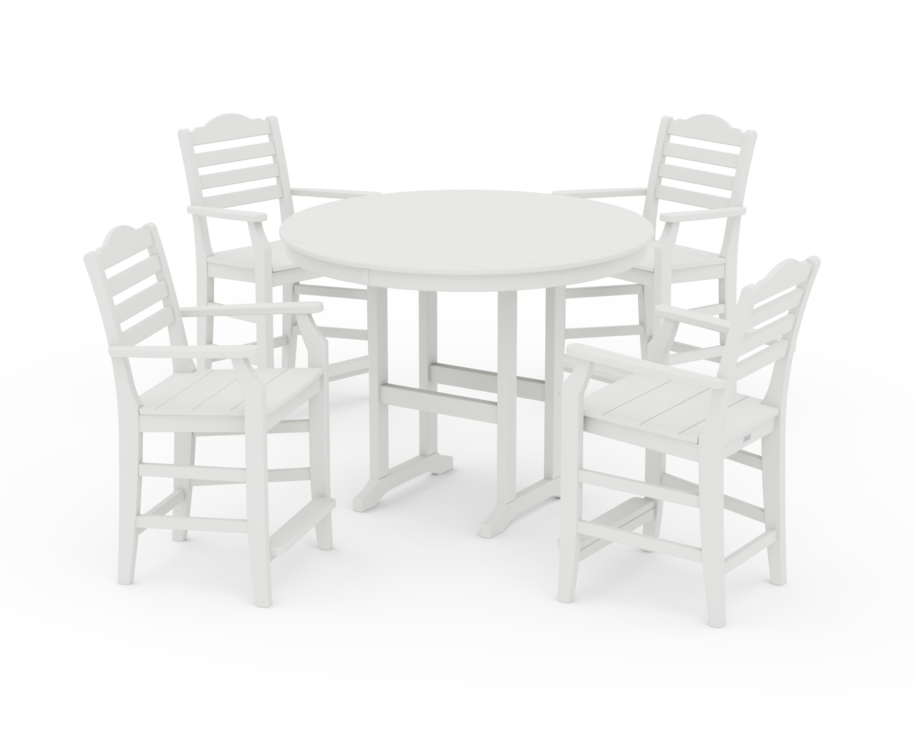 Savannah 5-Piece Round Farmhouse Counter Set in Vintage White