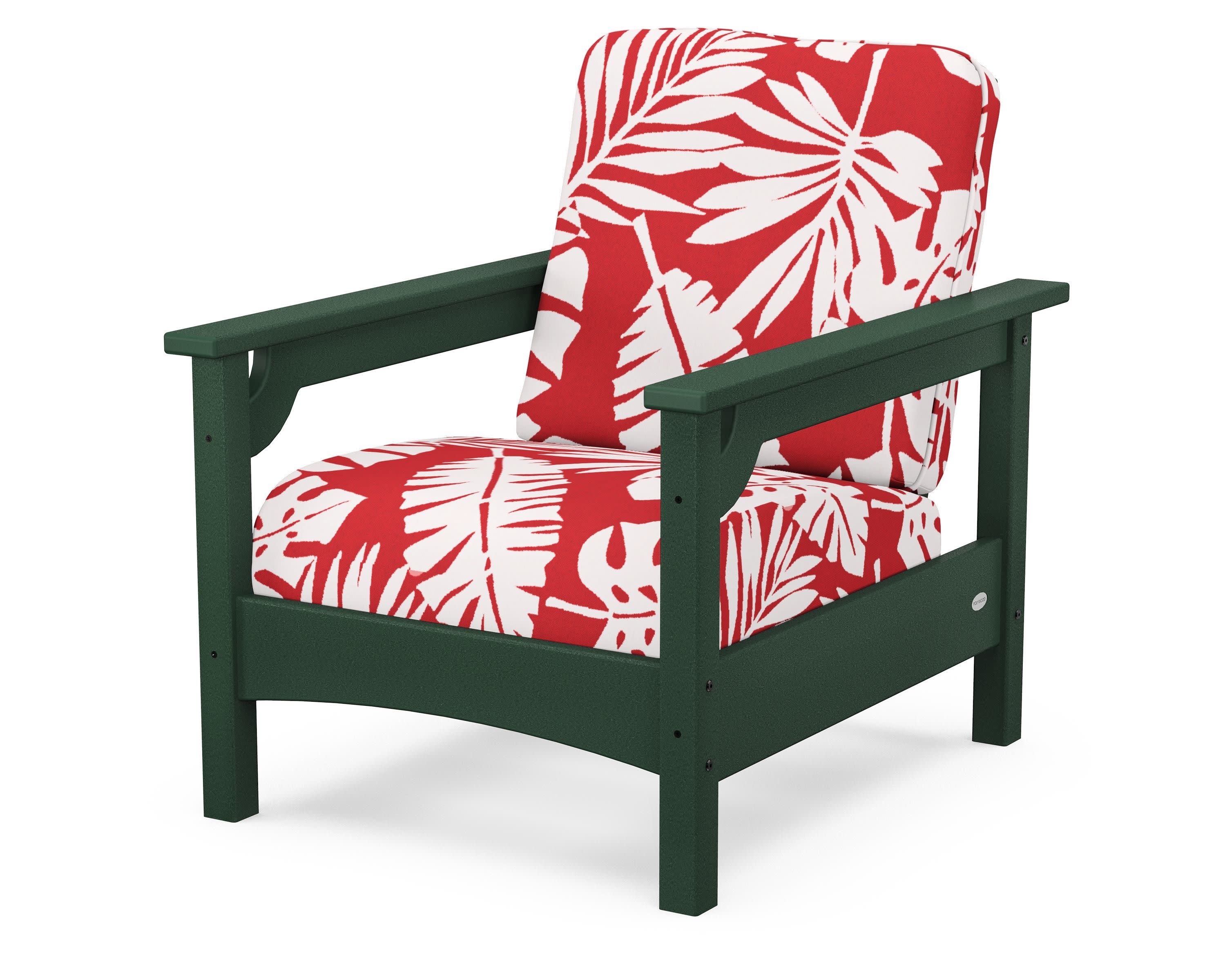 Club Chair in Green / Leaf Crimson