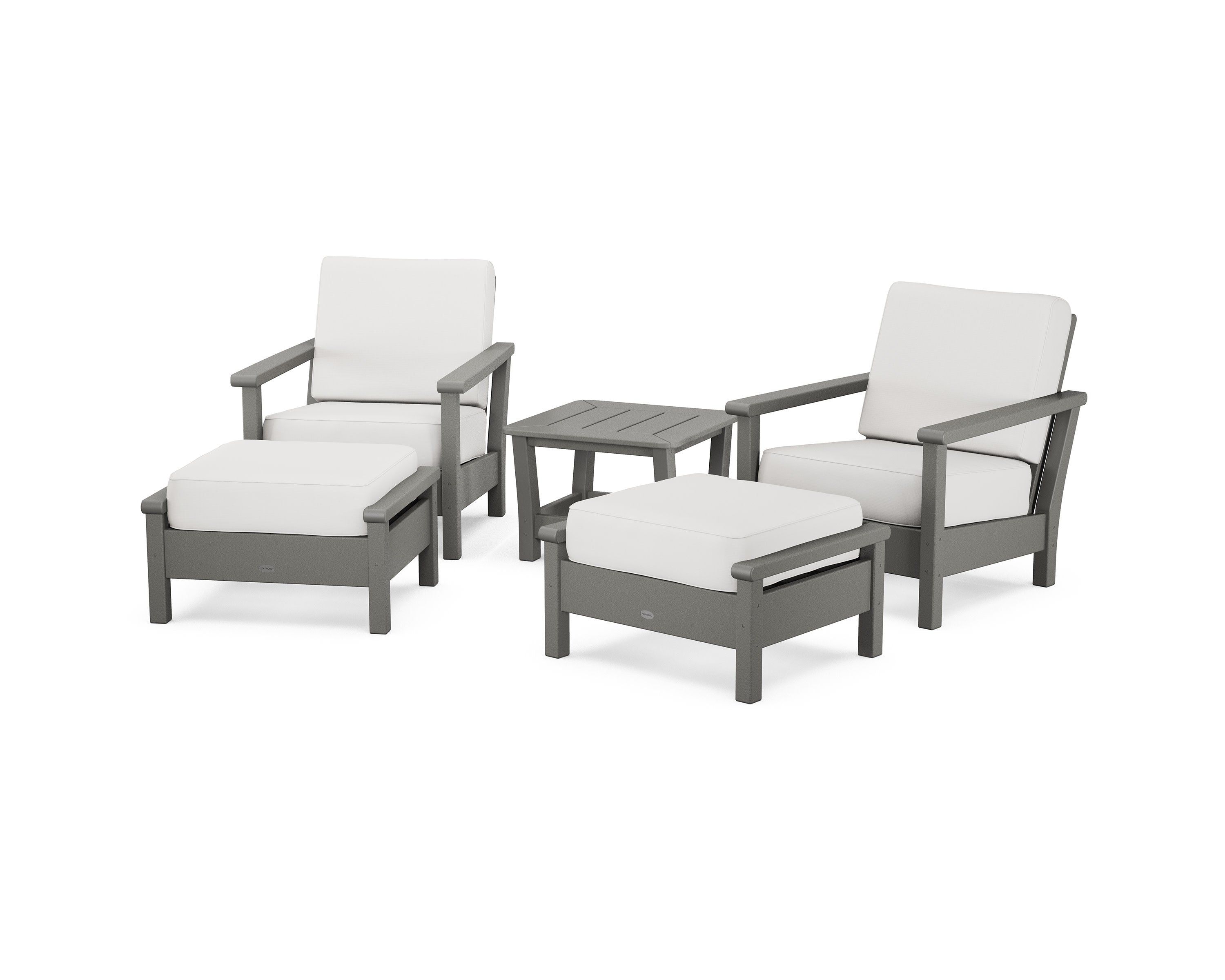 Harbour 5-Piece Deep Seating Chair Set in Slate Grey / Natural Linen