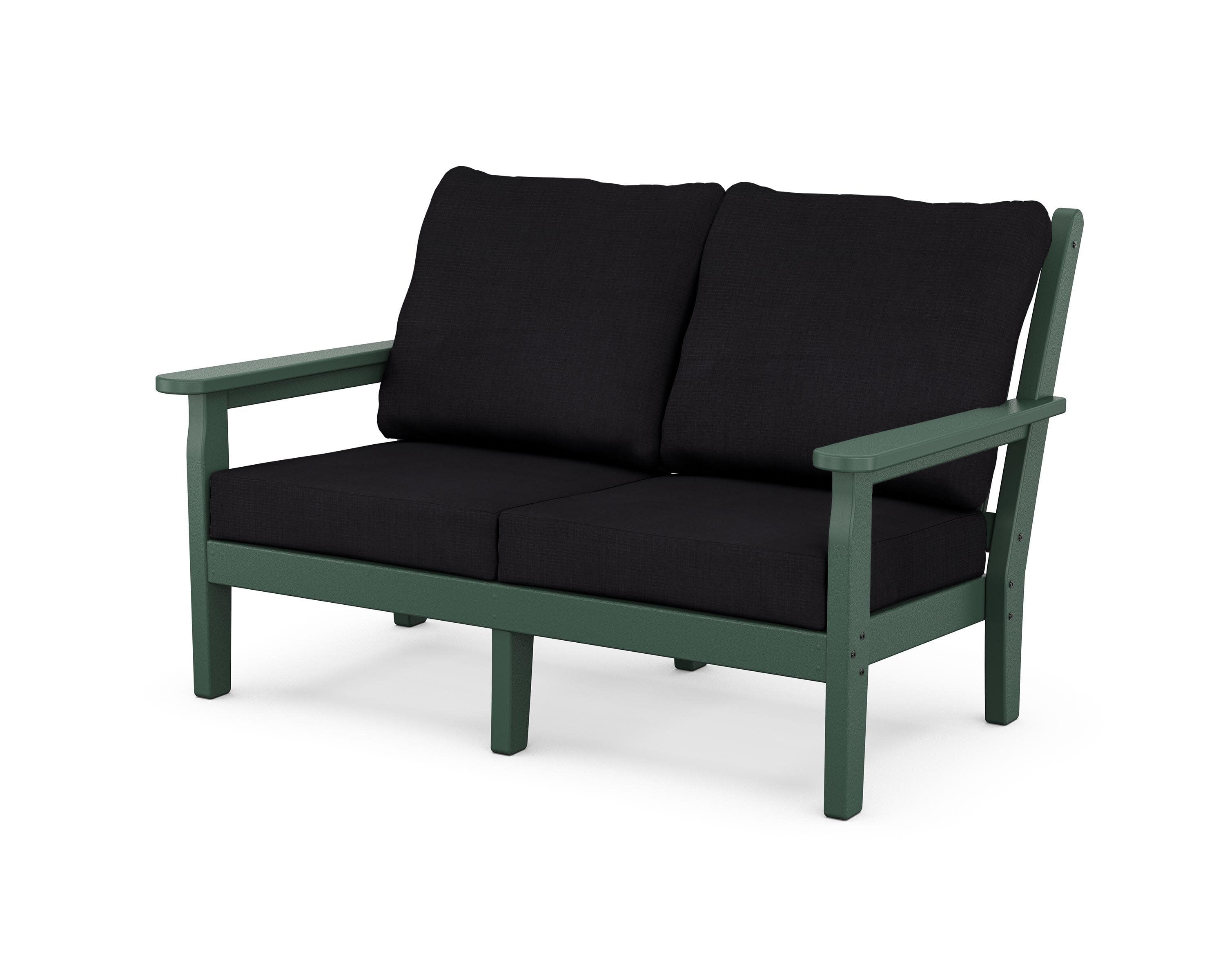 Chippendale Deep Seating Loveseat in Green / Midnight Linen