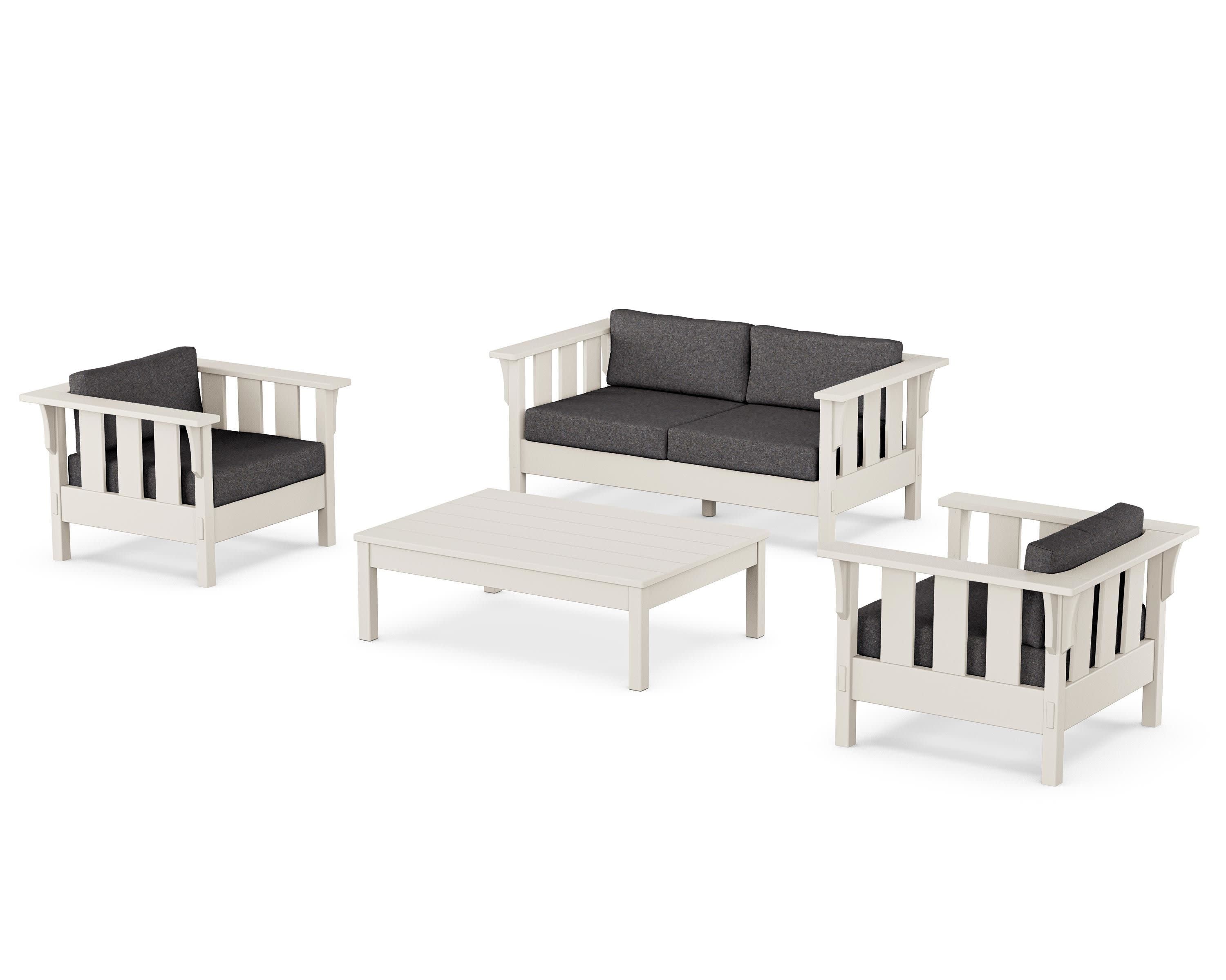 Acadia 4-Piece Deep Seating Set with Loveseat in Sand / Ash Charcoal