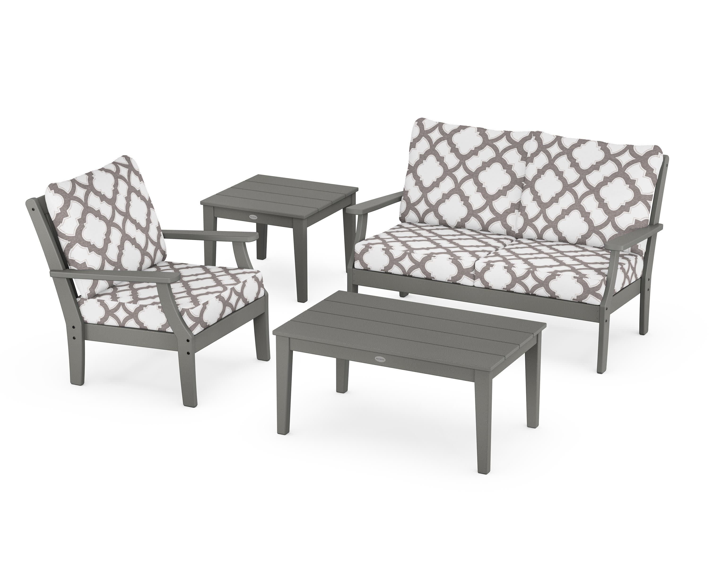 Braxton 4-Piece Deep Seating Set in Slate Grey / Trellis Grey Mist