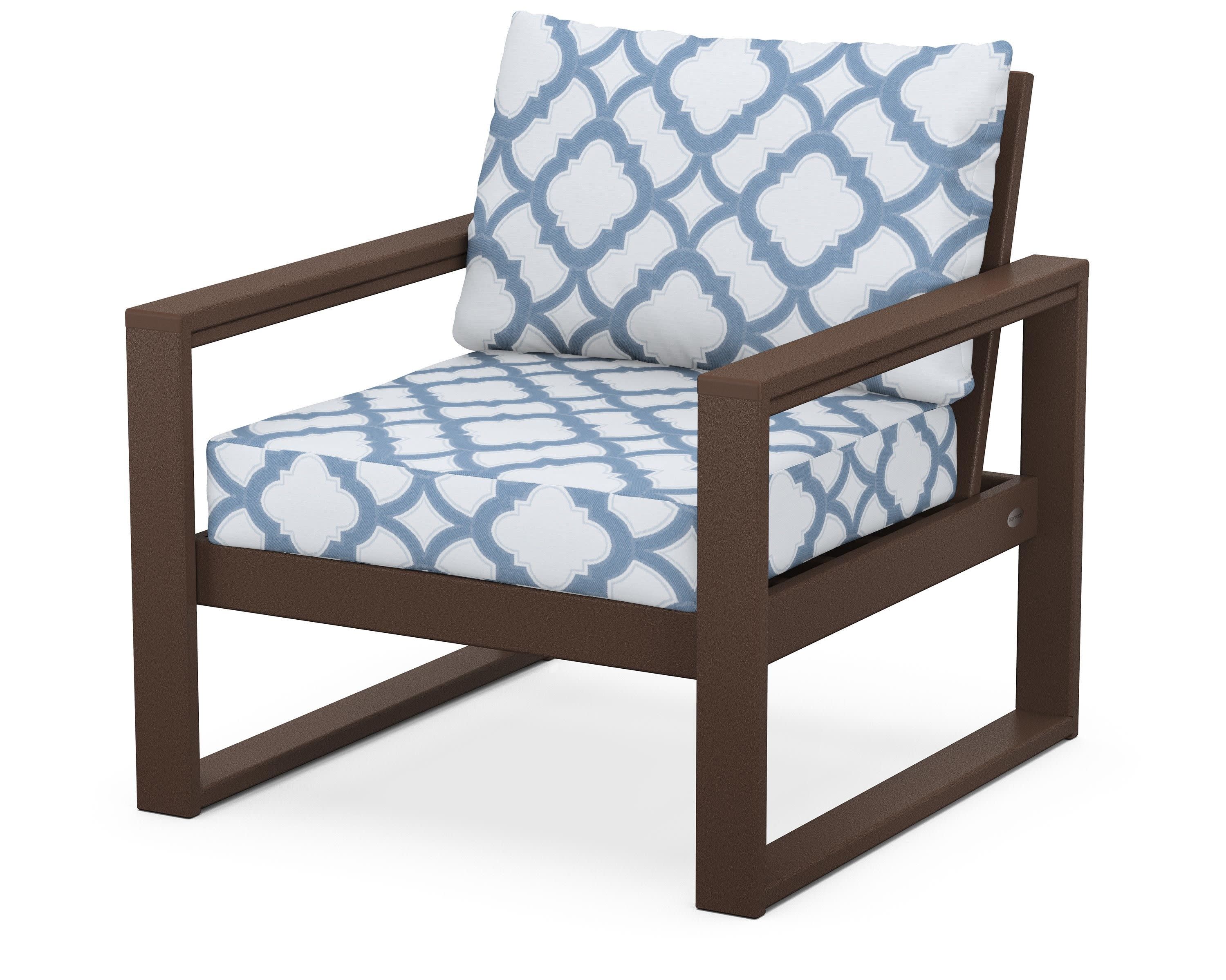EDGE Club Chair in Mahogany / Trellis Sky Blue