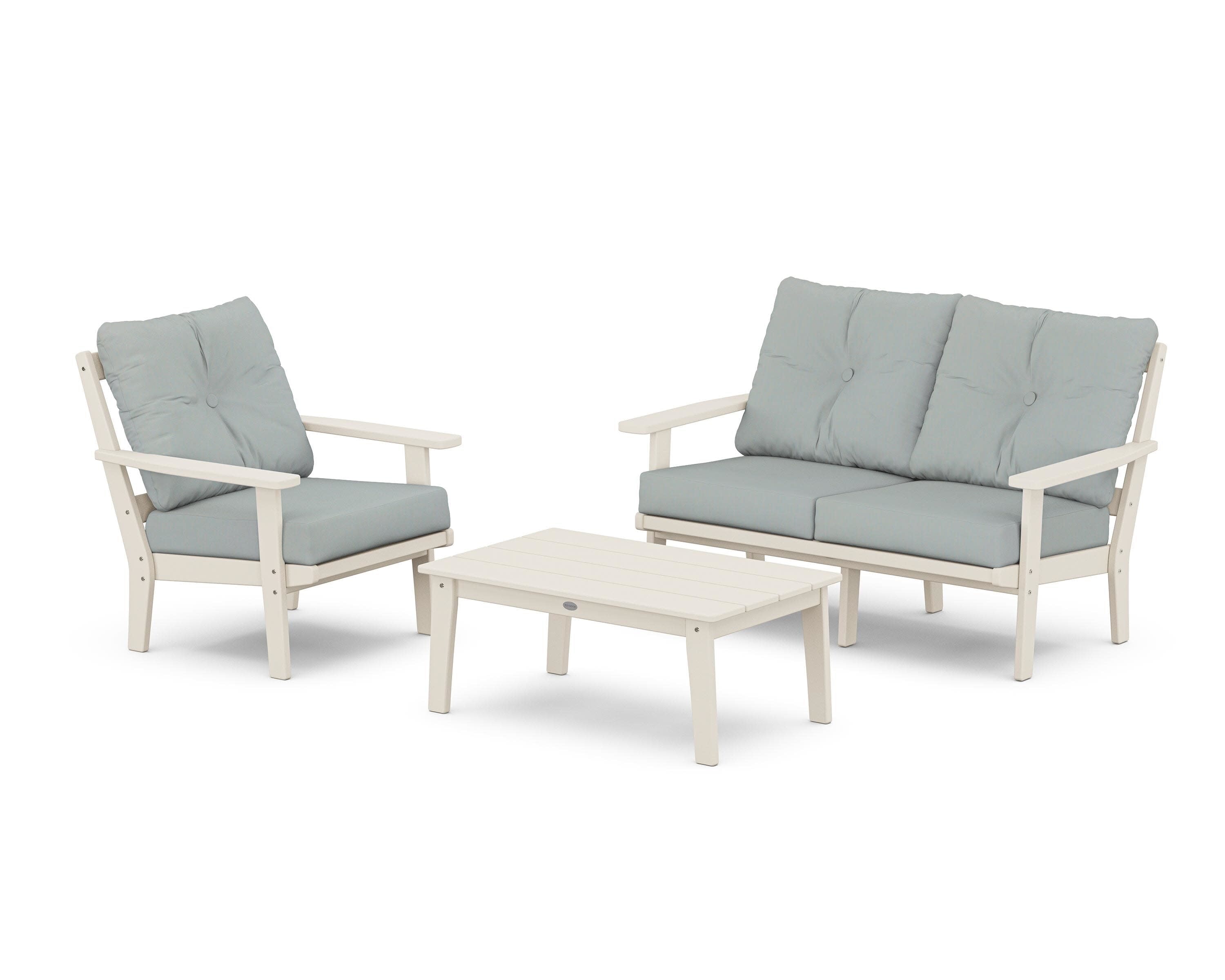 Prairie 3-Piece Deep Seating Set with Loveseat in Sand / Spa