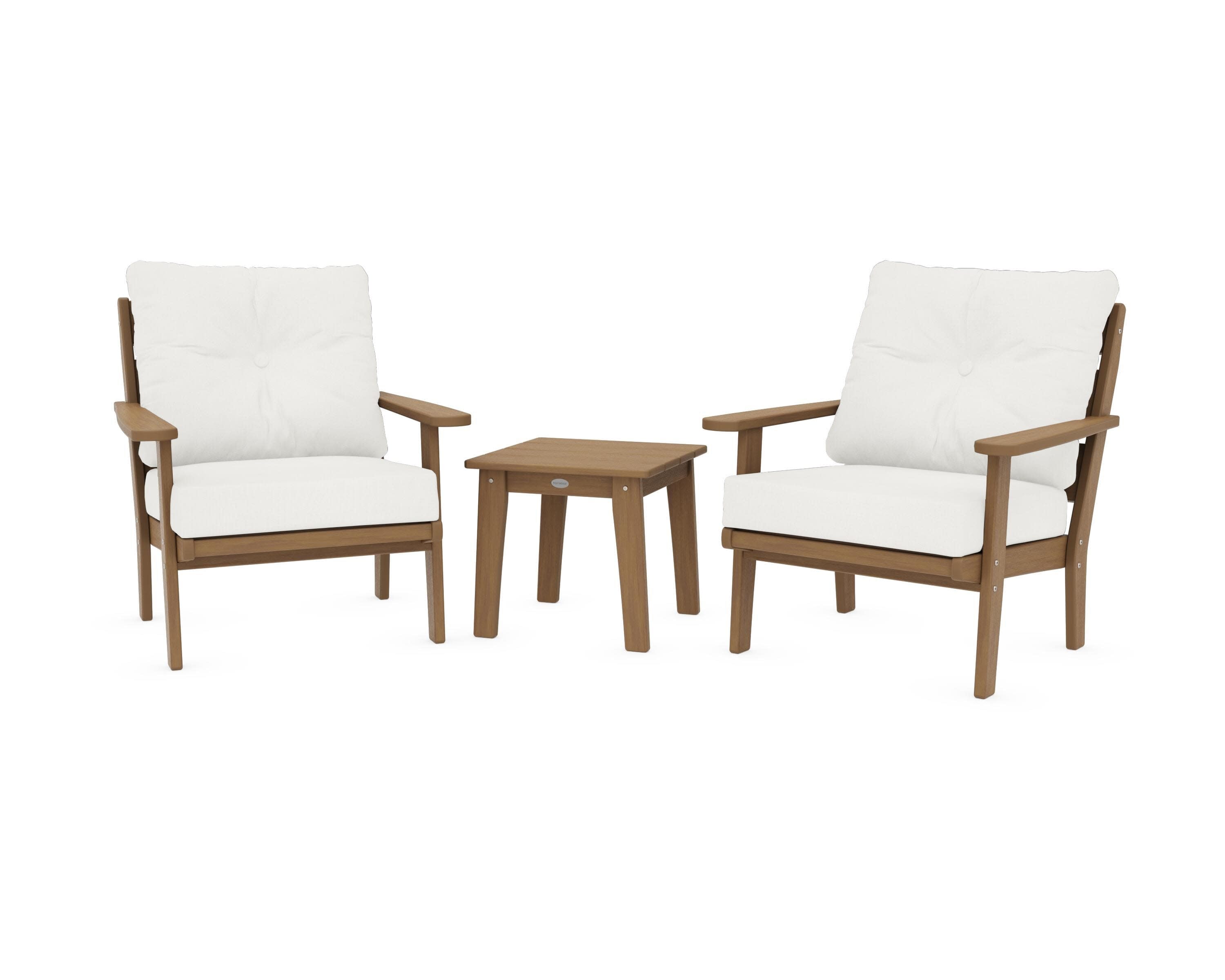 Lakeside 3-Piece Deep Seating Chair Set in Natural / Natural Linen