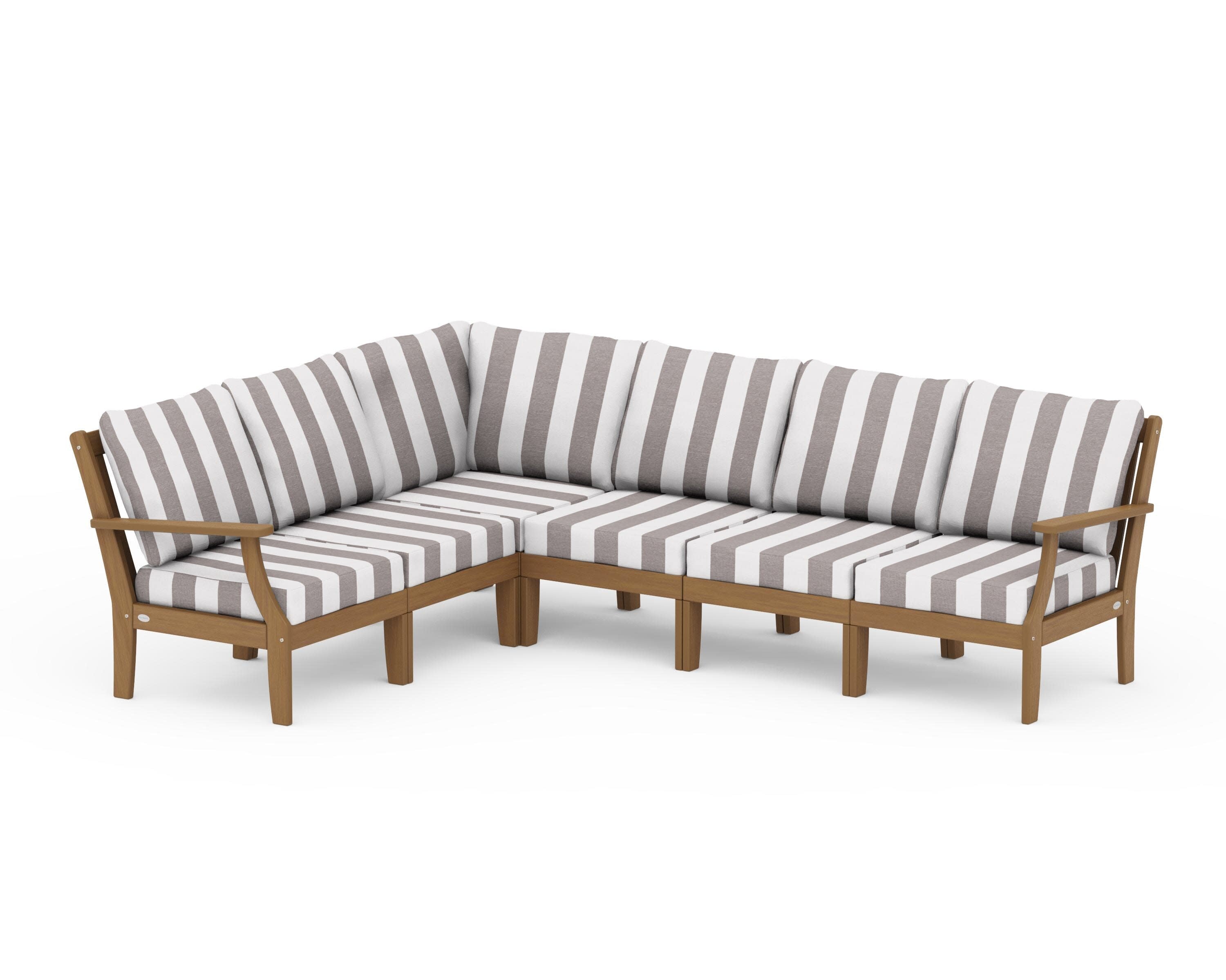 Braxton Modular 6-Piece Deep Seating Set in Natural / Cabana Stripe Grey Mist