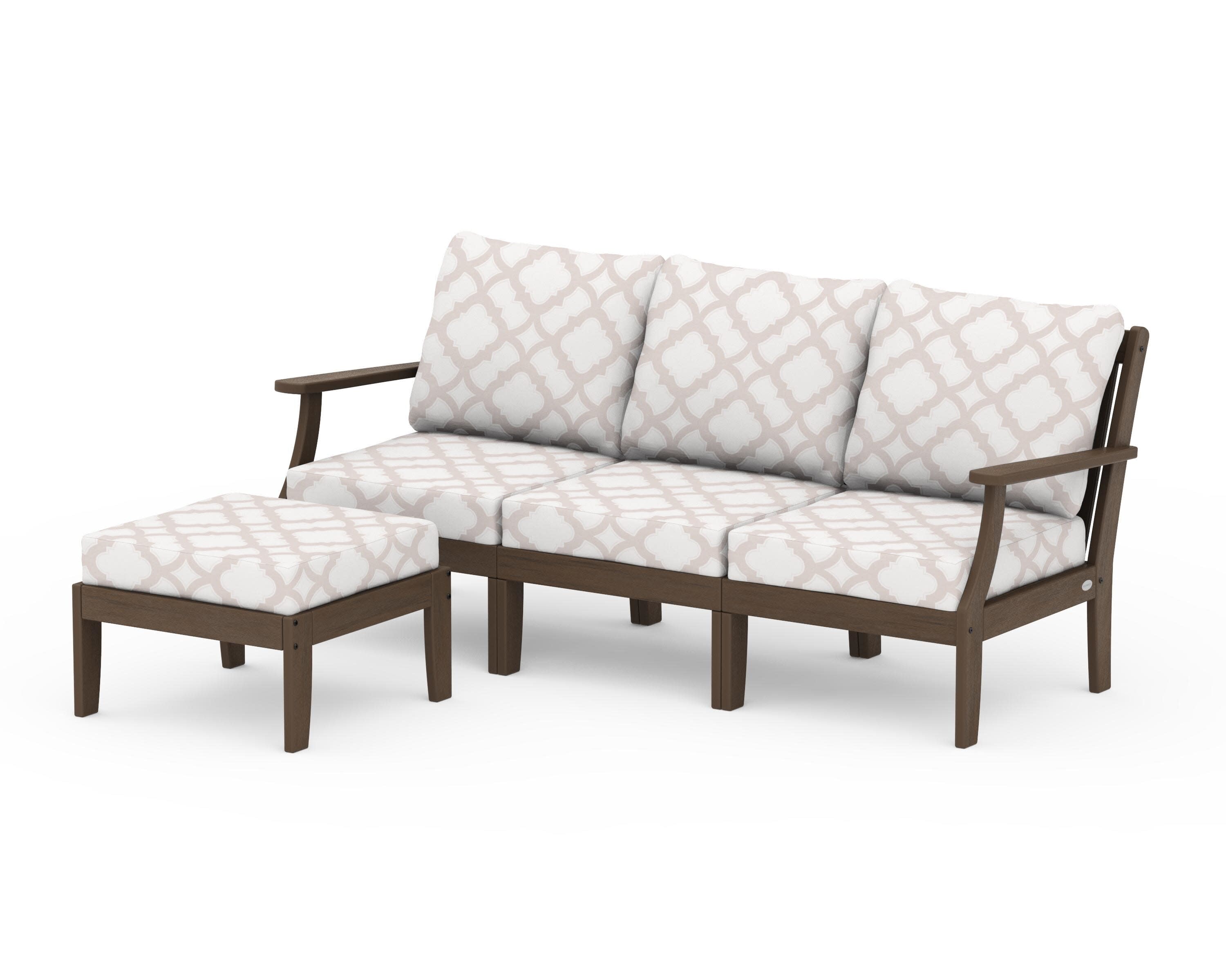 Braxton Modular 4-Piece Deep Seating Set with Ottoman in Kona / Trellis Dune Burlap