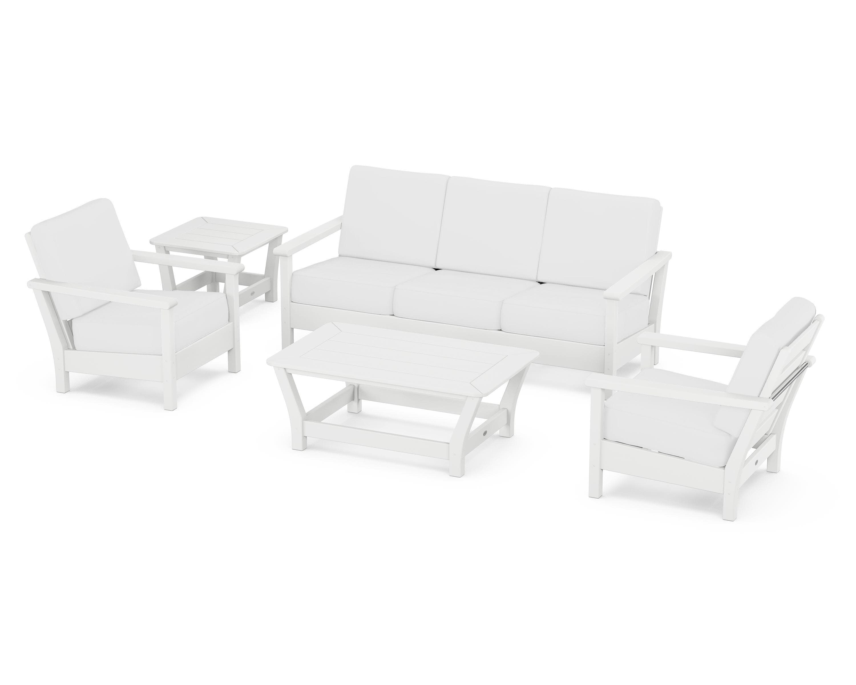 Harbour 5-Piece Deep Seating Set in White / Natural