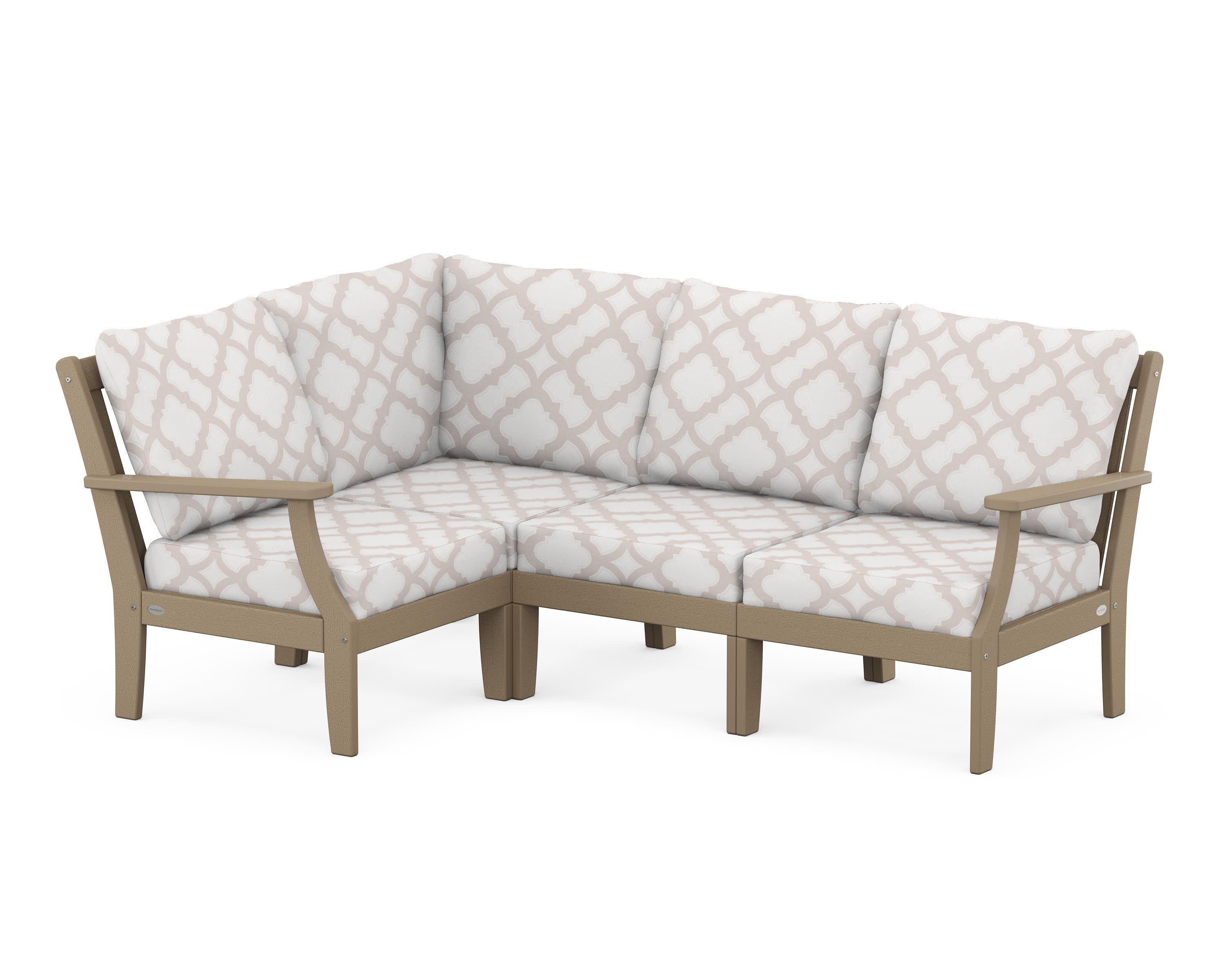 Braxton Modular 4-Piece Deep Seating Set in Vintage Sahara / Trellis Dune Burlap
