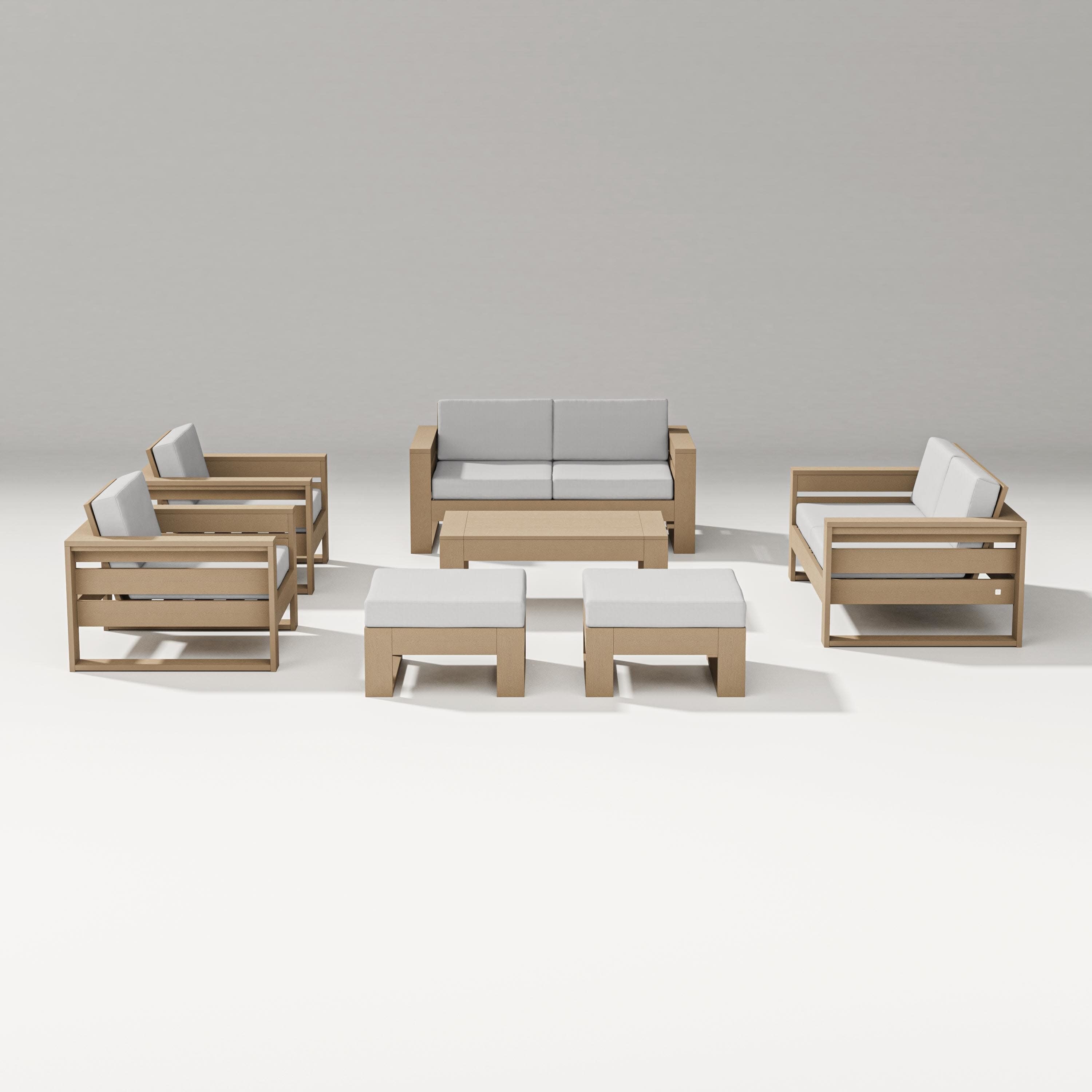 Latitude 7-Piece Lounge Loveseat Set in Vintage Sahara / Diamond in the Rough
