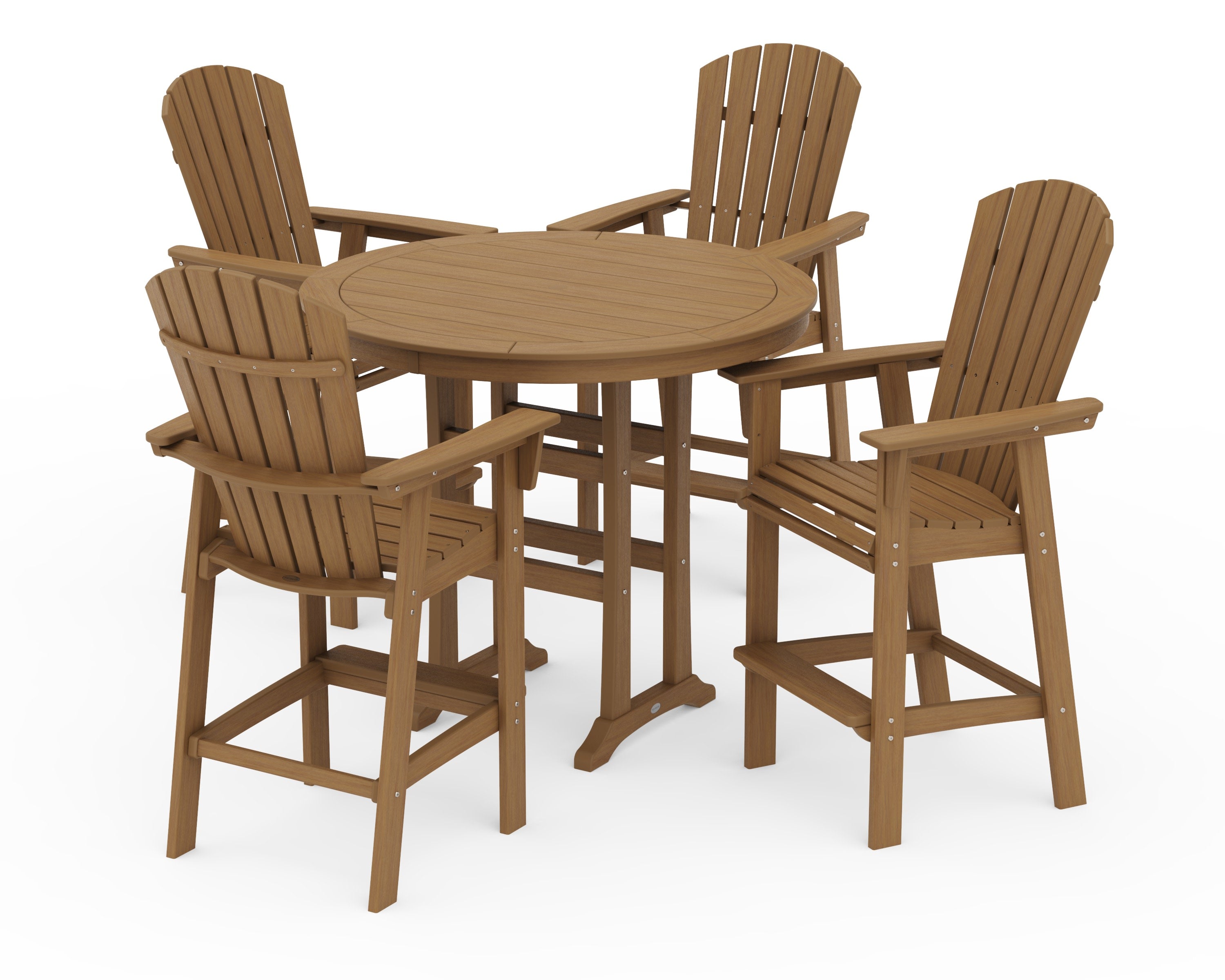 Nautical Curveback Adirondack 5-Piece Round Trestle Bar Set in Natural