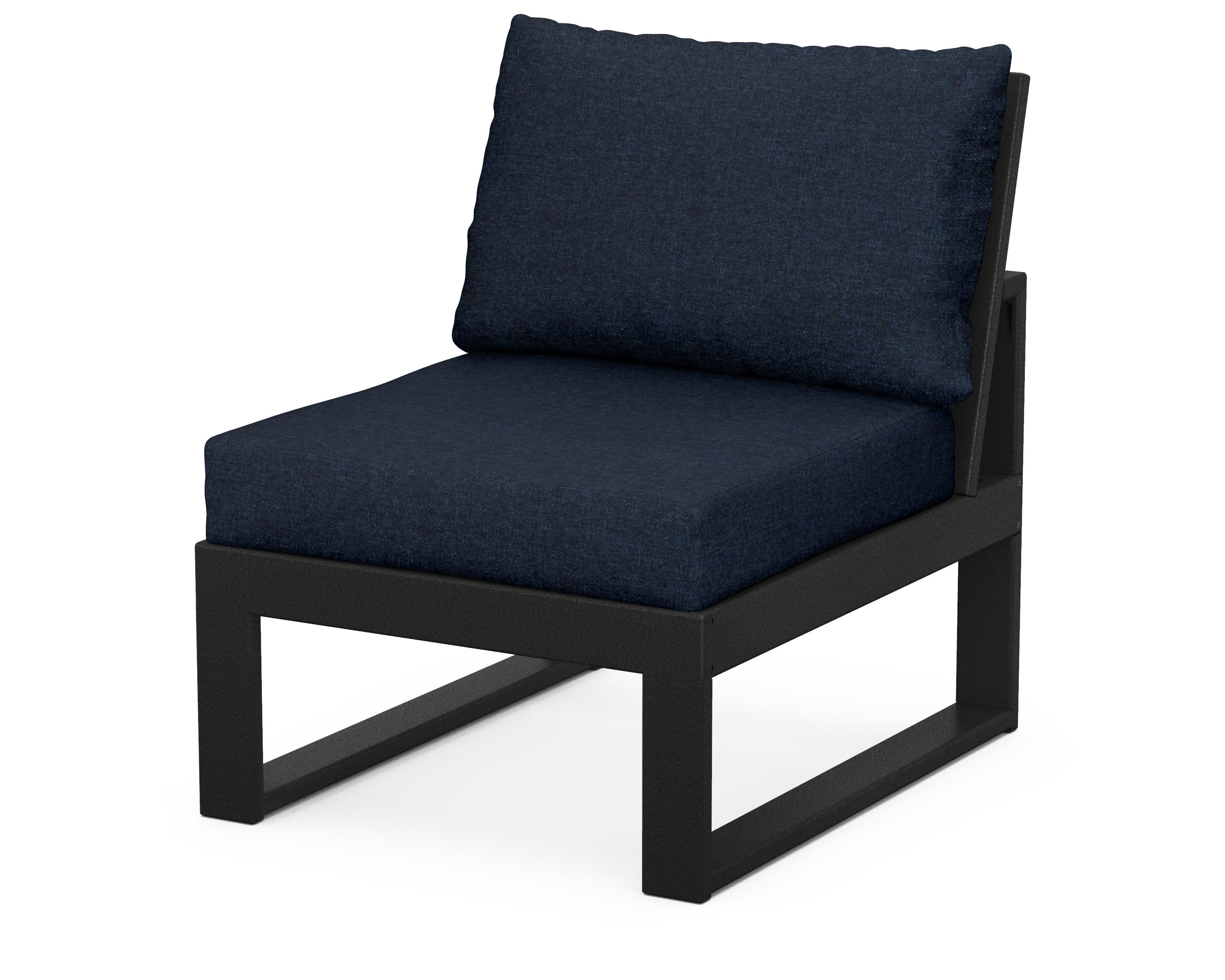Modular Armless Chair in Black / Marine Indigo