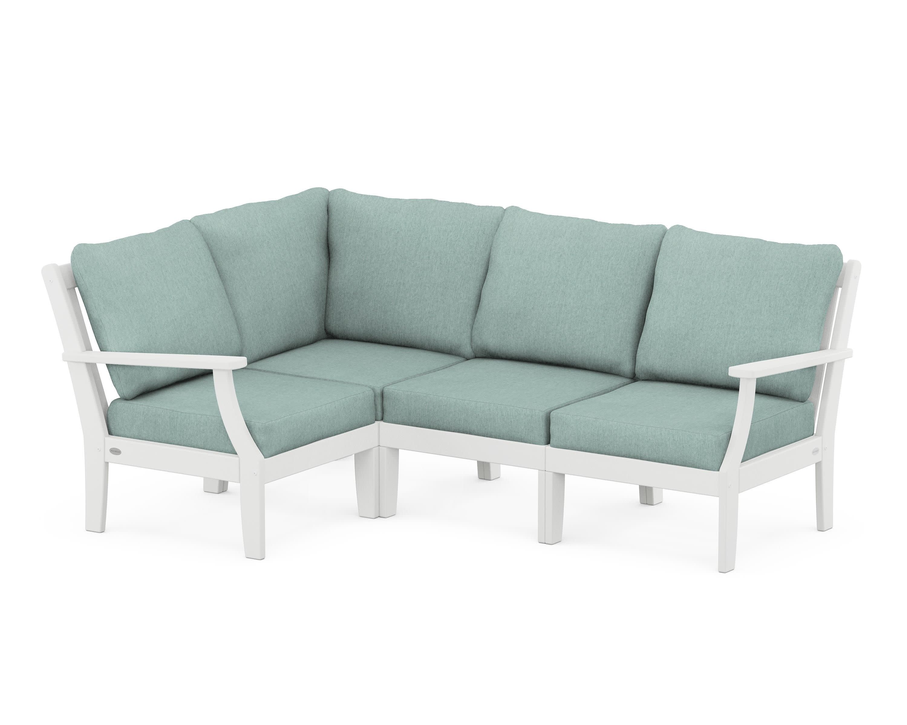 Braxton Modular 4-Piece Deep Seating Set in White / Glacier Spa