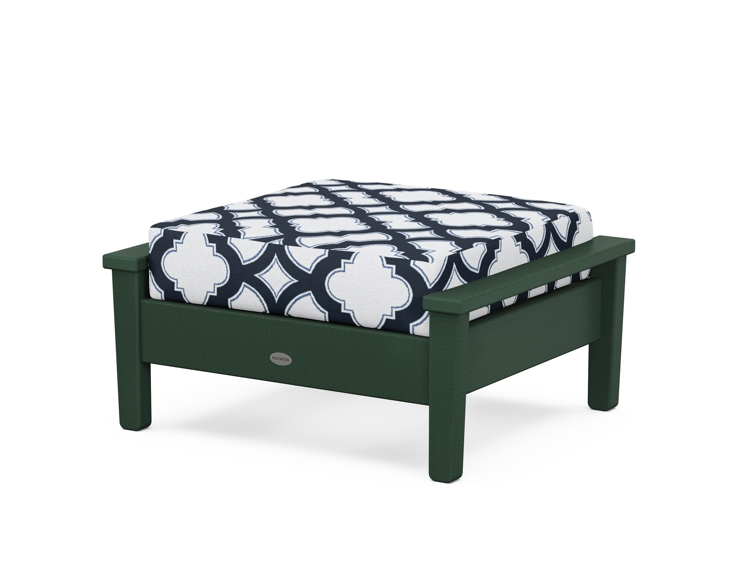 Prescott Deep Seating Ottoman in Green / Trellis Marine Indigo