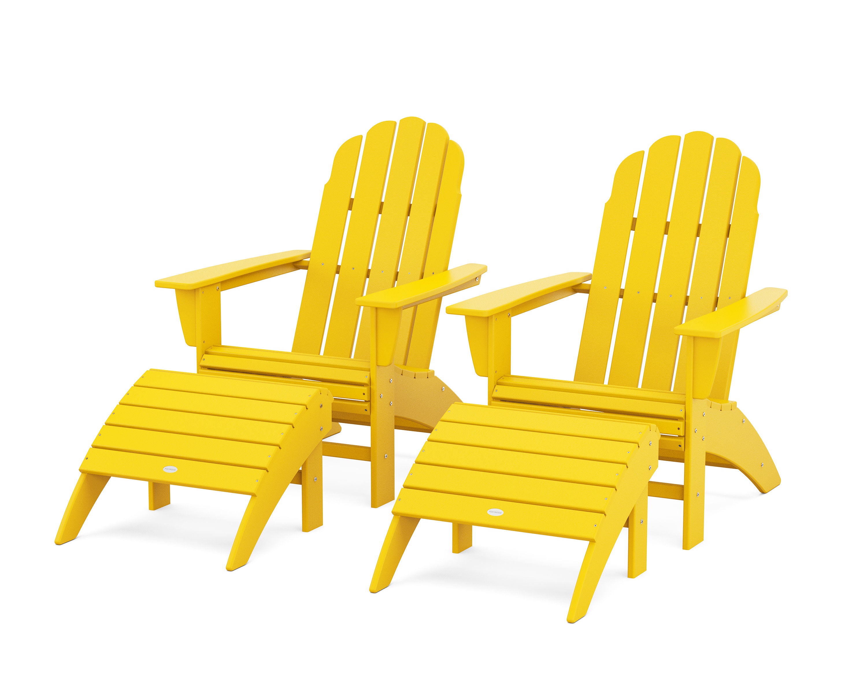 Vineyard Curveback Adirondack Chair 4-Piece Set with Ottomans in Lemon